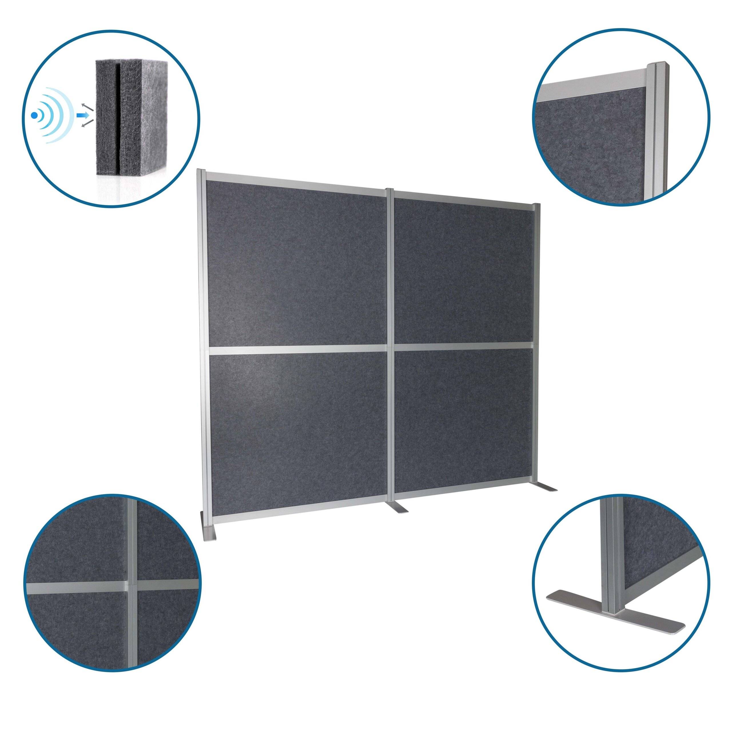 Akustik Trennwand Stellwand FLEXMIUT MODUL 167x192 PET grau hjh OFFICE-2