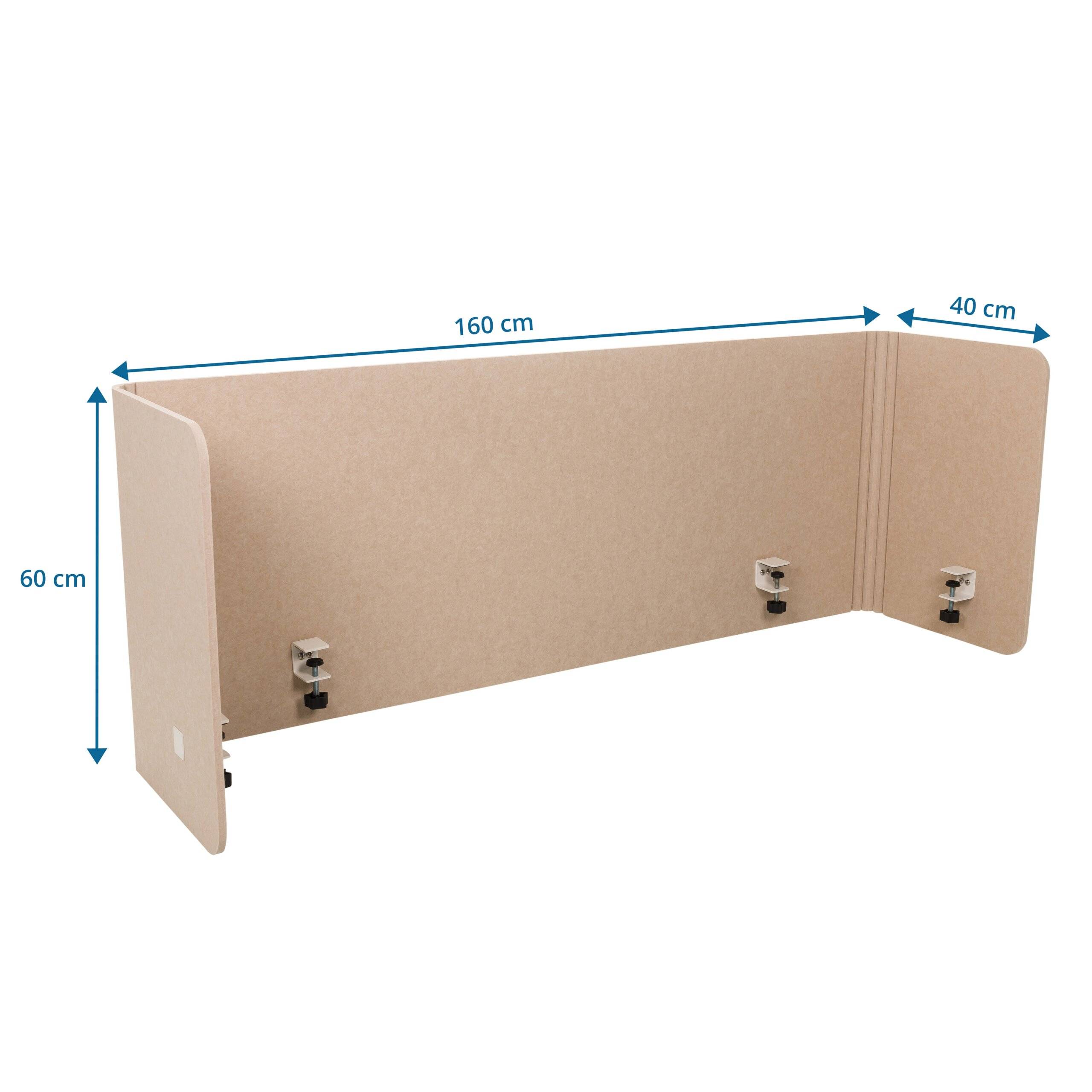 Akustik Tischtrennwand FLEXMIUT U 160x40x60 PET beige hjh OFFICE-1
