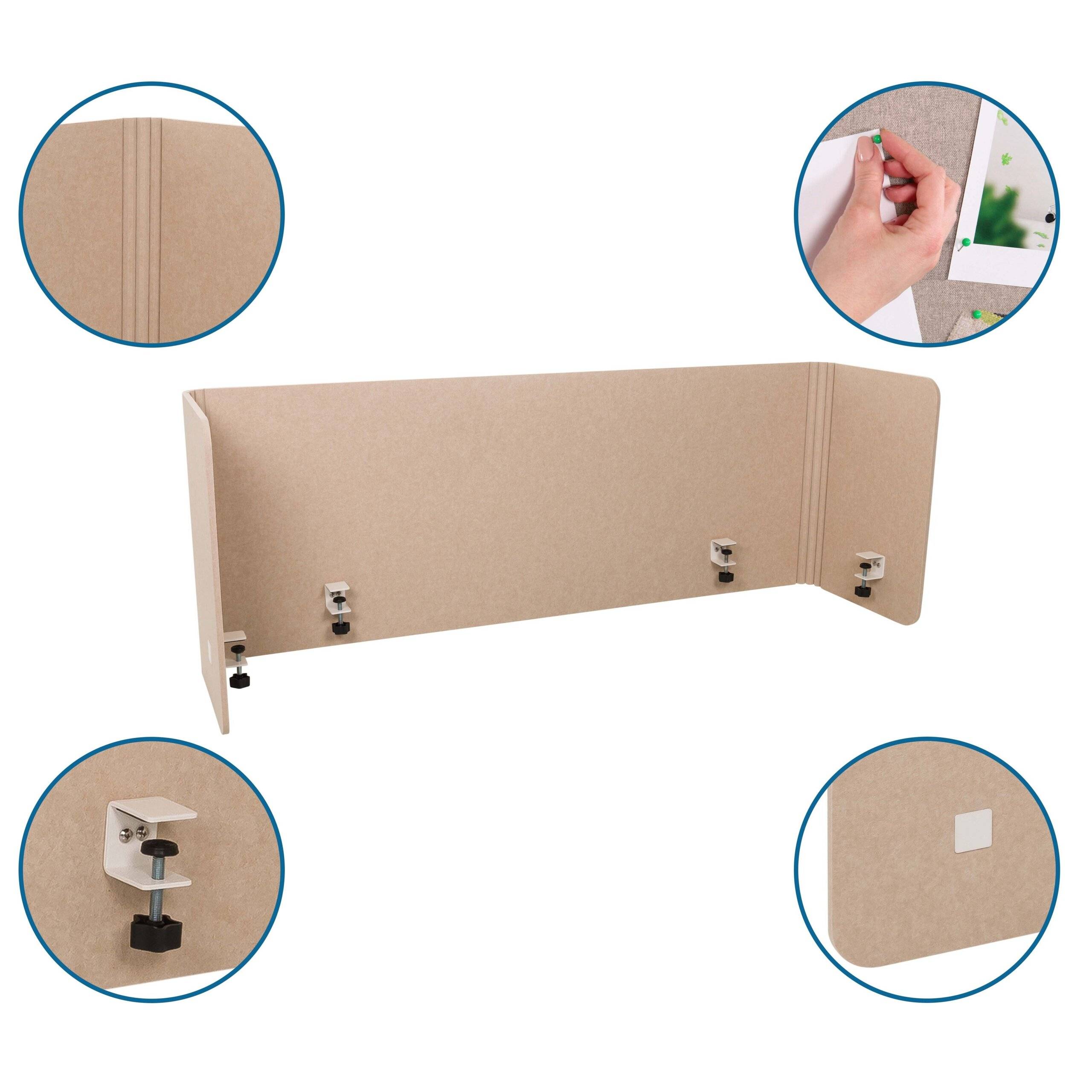 Akustik Tischtrennwand FLEXMIUT U 160x40x60 PET beige hjh OFFICE-2