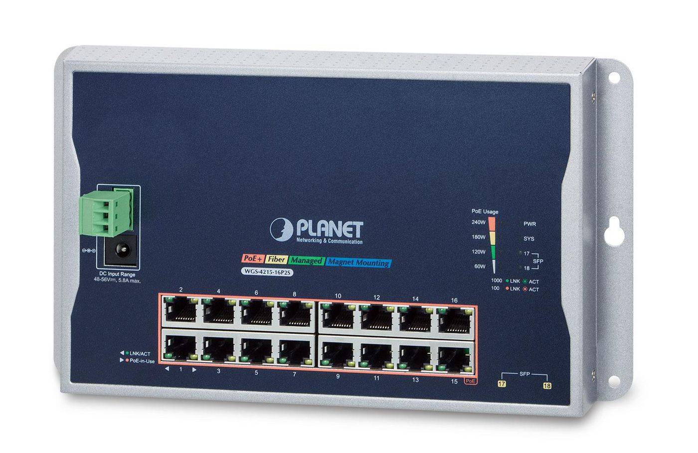 Planet 1000T 802.3at PoE 100/1000X SFP - Switch - Kupferdraht-0