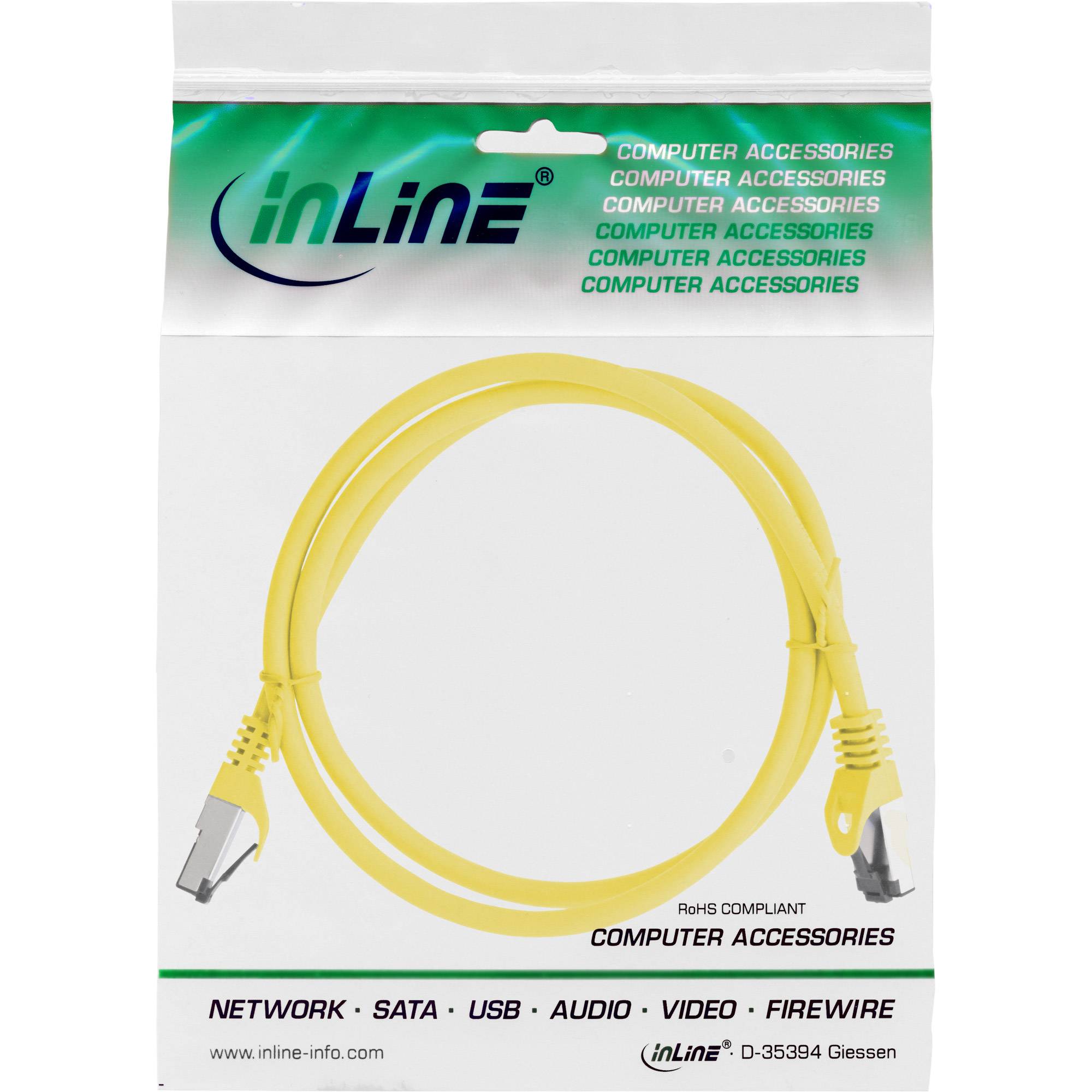 InLine® Patchkabel, S/FTP (PiMf), Cat.8.1, 2000MHz, halogenfrei, gelb, 1m-1