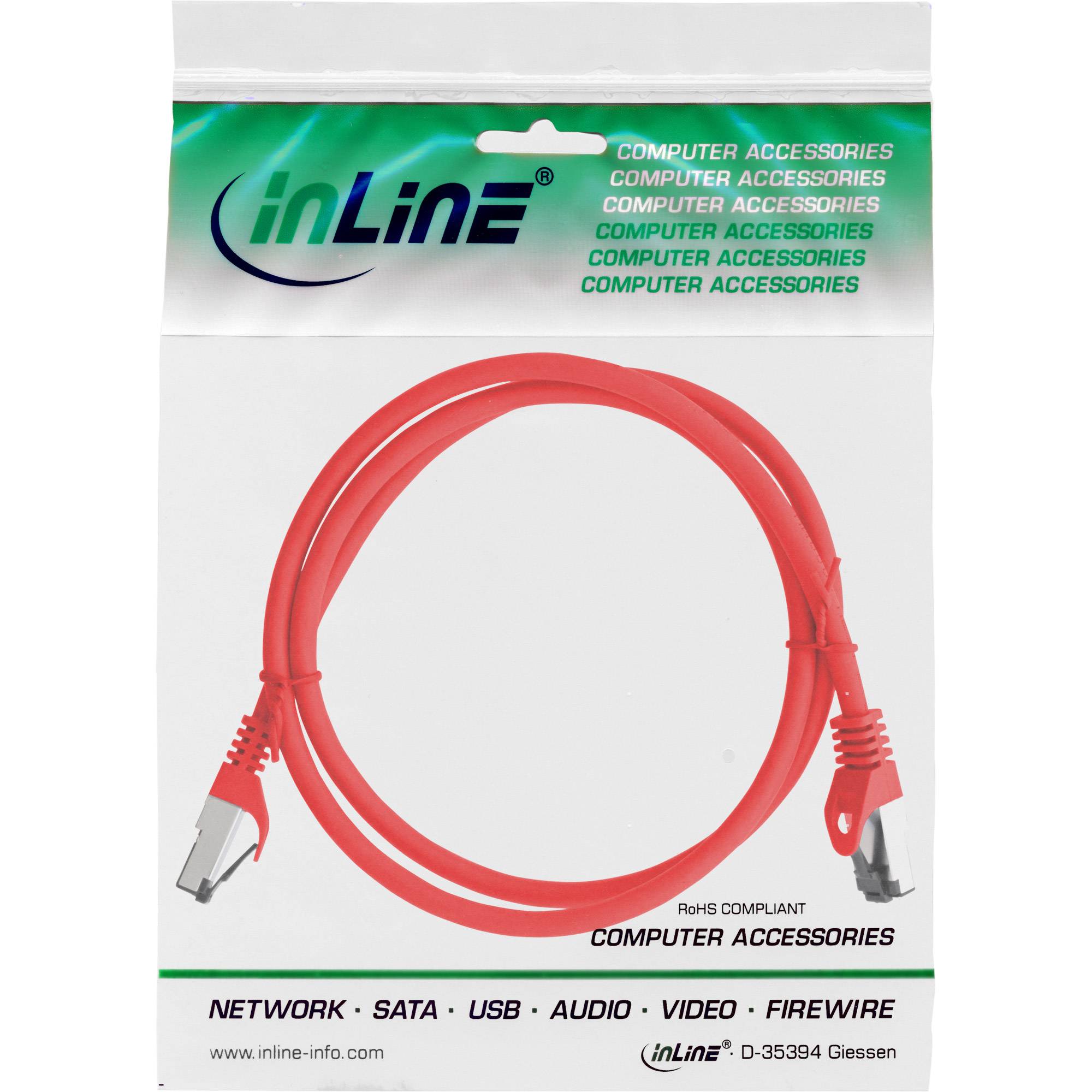 InLine® Patchkabel, S/FTP (PiMf), Cat.8.1, 2000MHz, halogenfrei, rot, 1m-1