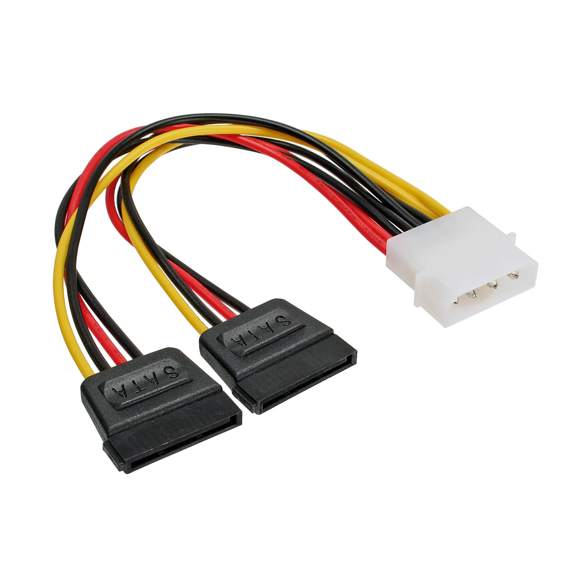 InLine® Strom Y-Kabel intern, 1x 13,34cm (5,25") an 2x 15pol SATA, 0,20m-0