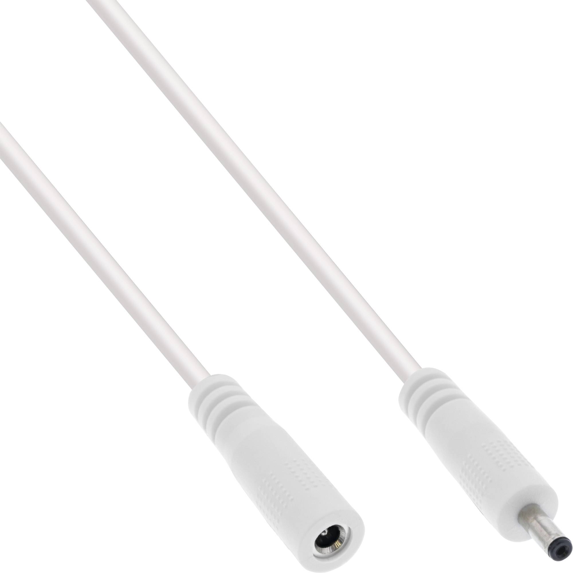 InLine® DC Verlängerungskabel, DC Stecker/Buchse 3,5x1,35mm, AWG 18, weiß 1m-0