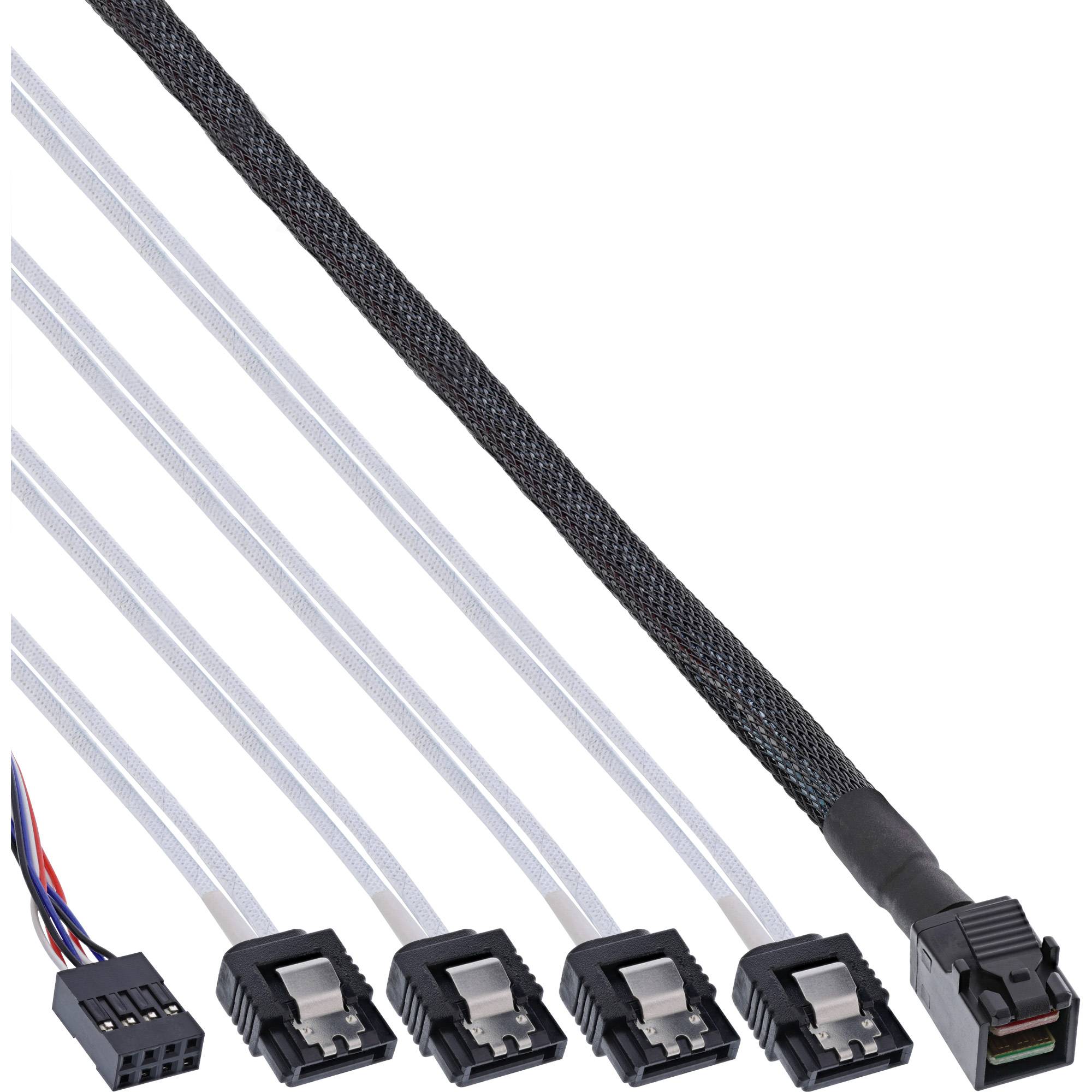 InLine® Mini SAS HD Kabel, SFF-8643 zu 4x SATA + Sideband, 1m