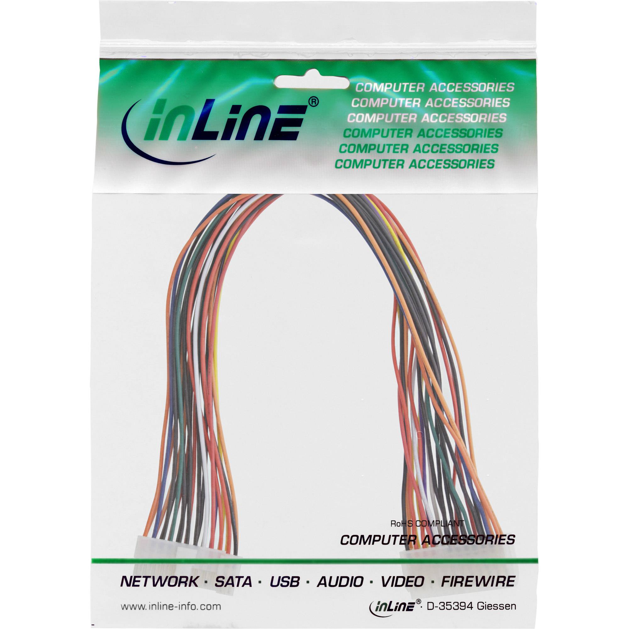 InLine® Strom Verlängerung intern, 24pol ATX Buchse auf 20+4pol Stecker, 0,45m-1