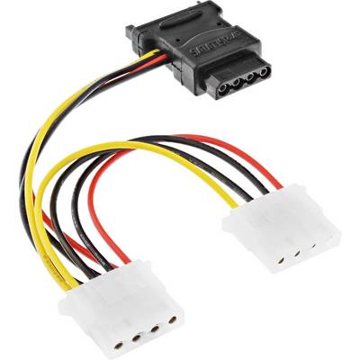 InLine® SATA Stromadapterkabel, SATA Buchse an 3x 13,34cm (5,25") Stecker, 0,15m-0