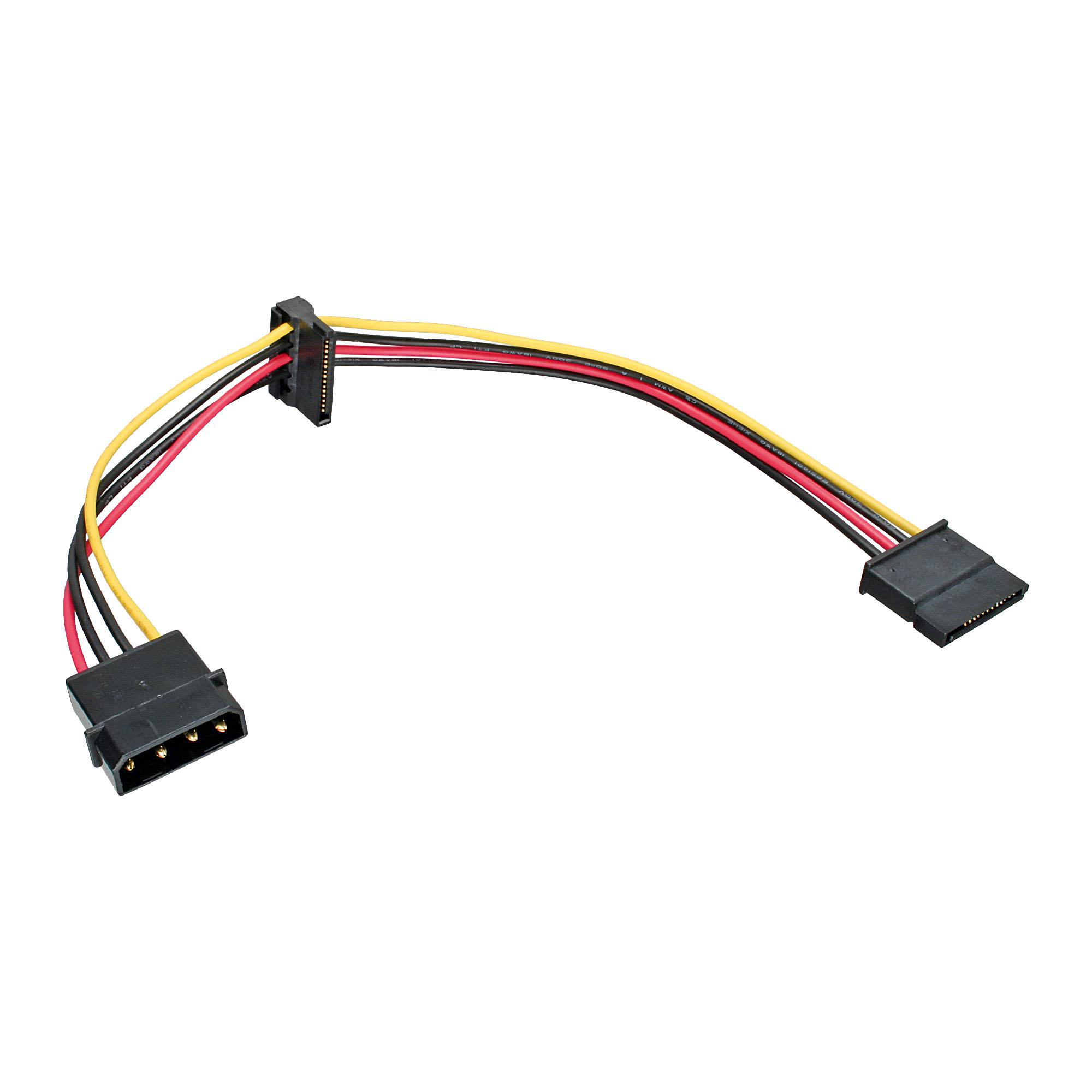 InLine® Strom Kabel intern, 1x 13,34cm (5,25") an 2x 15pol SATA, 0,30m-0