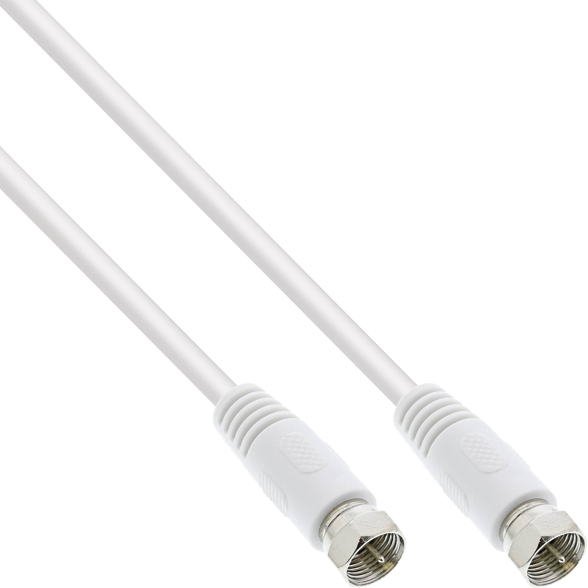 InLine® SAT-Anschlusskabel, 2x geschirmt, 2x F-Stecker, >75dB, weiß, 0,5m-0