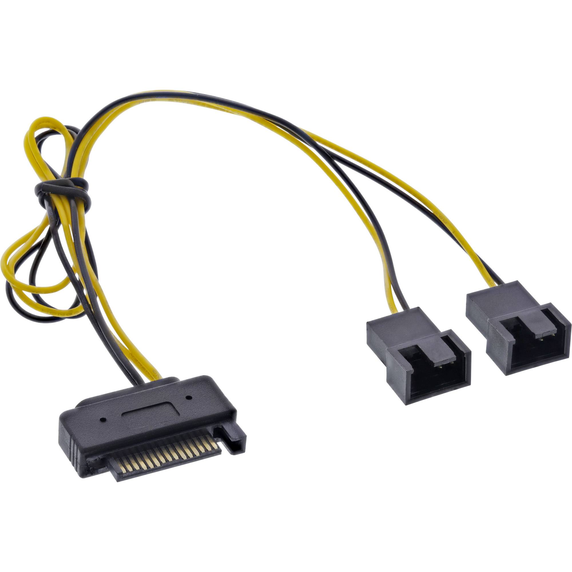 InLine® SATA Strom-Y-Kabel, SATA Buchse an 2x Lüfter (2pol) Stecker, 0,30m-0