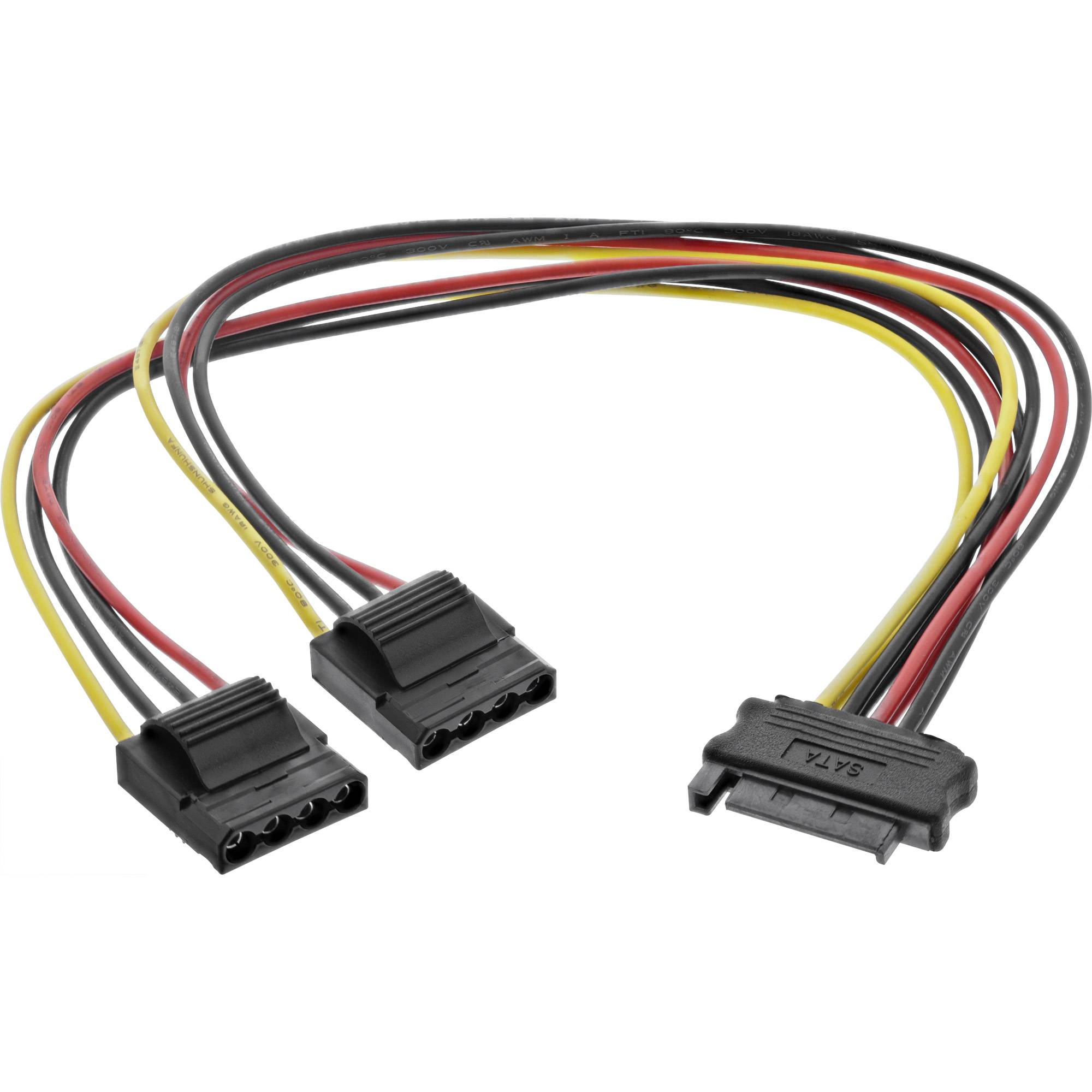 InLine® SATA Strom-Y-Kabel, SATA Buchse an 2x 13,34cm (5,25") Stecker, 0,3m-0
