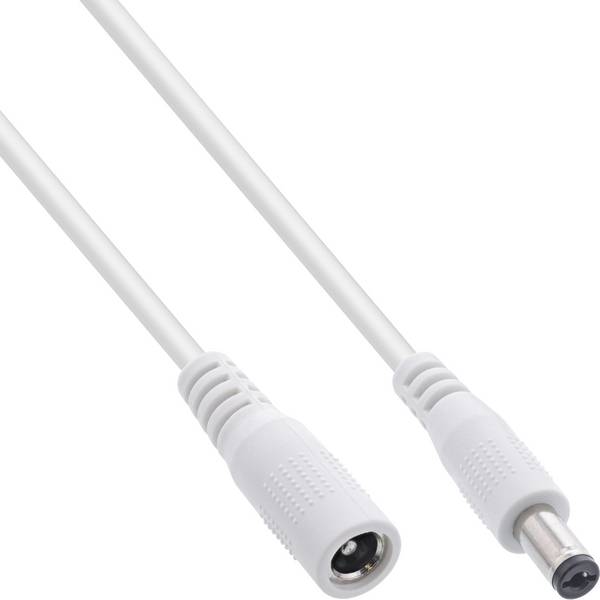 InLine® DC Verlängerungskabel, 5,5 x 2,1 mm, AWG 18, weiß, 2 m