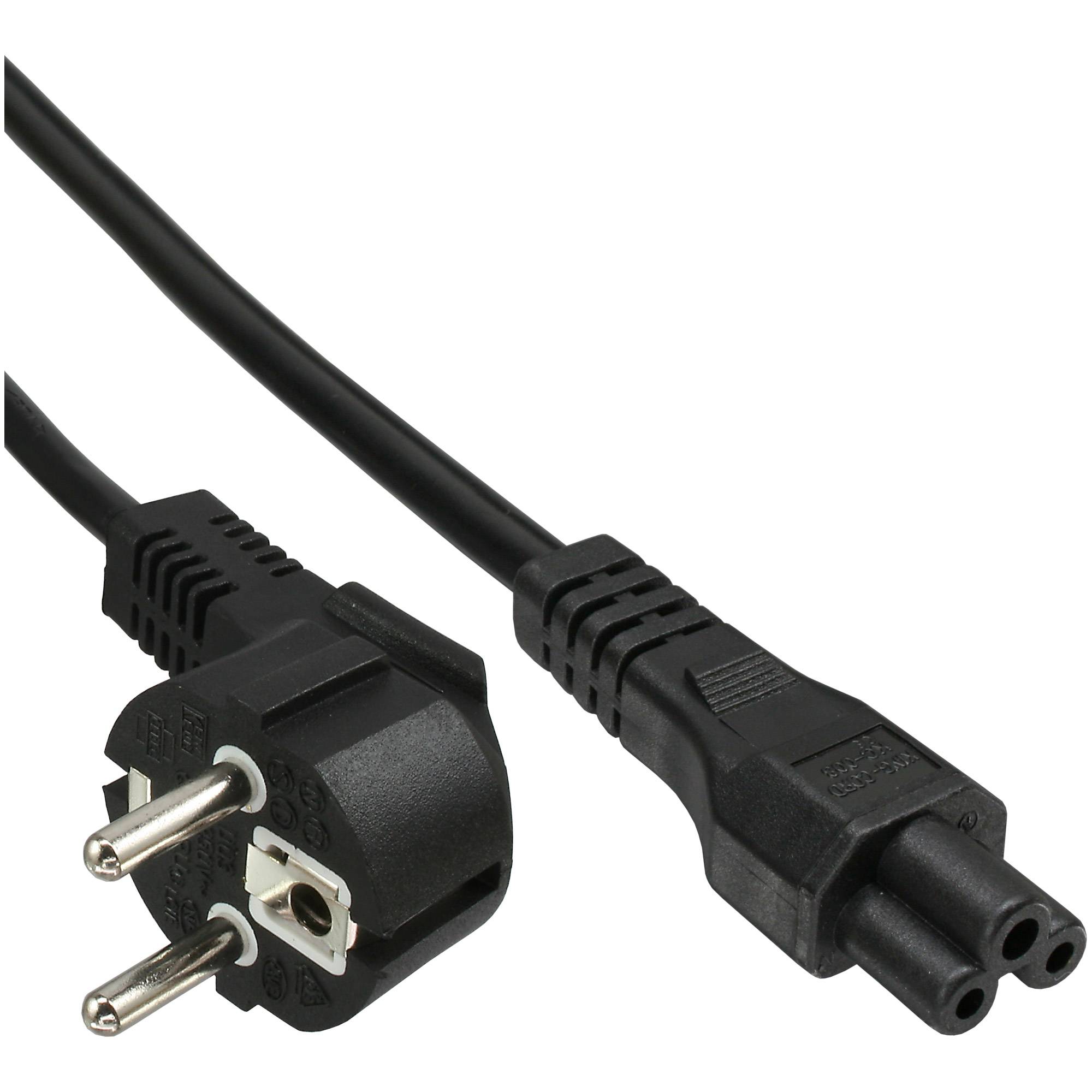 InLine® Netzkabel für Notebook, Schutzkontakt gewinkelt auf IEC C5, 2m-0