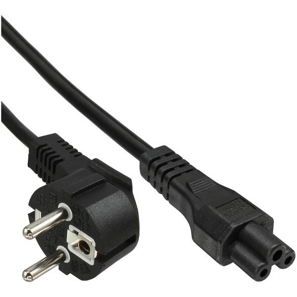 InLine® Netzkabel für Notebook, Schutzkontakt gewinkelt auf IEC C5, 2m