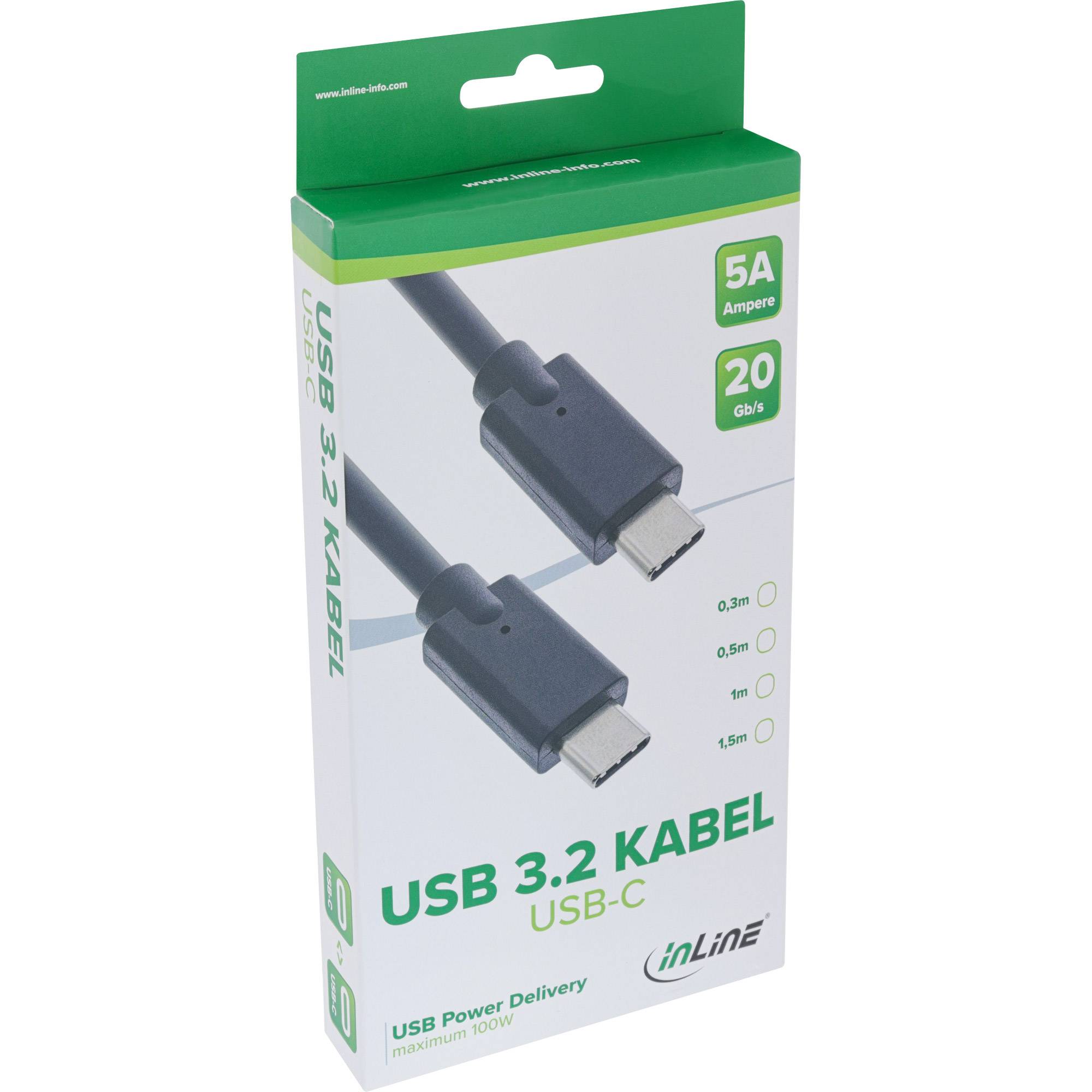 InLine® USB 3.2 Gen.2x2 Kabel, USB-C Stecker/Stecker, schwarz, 2m-1