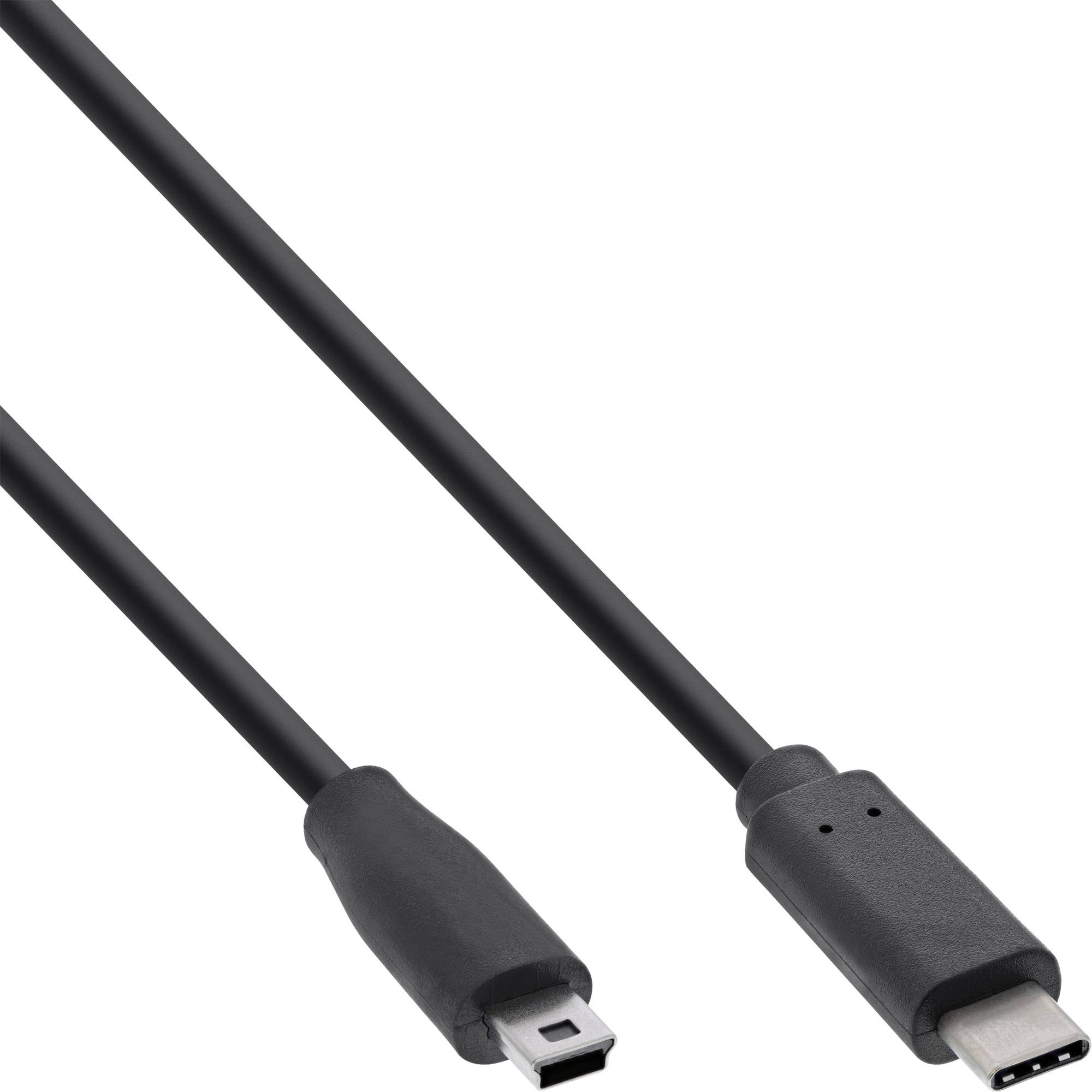 InLine® USB 2.0 Kabel, USB-C Stecker an Mini-B Stecker, schwarz, 5m-0