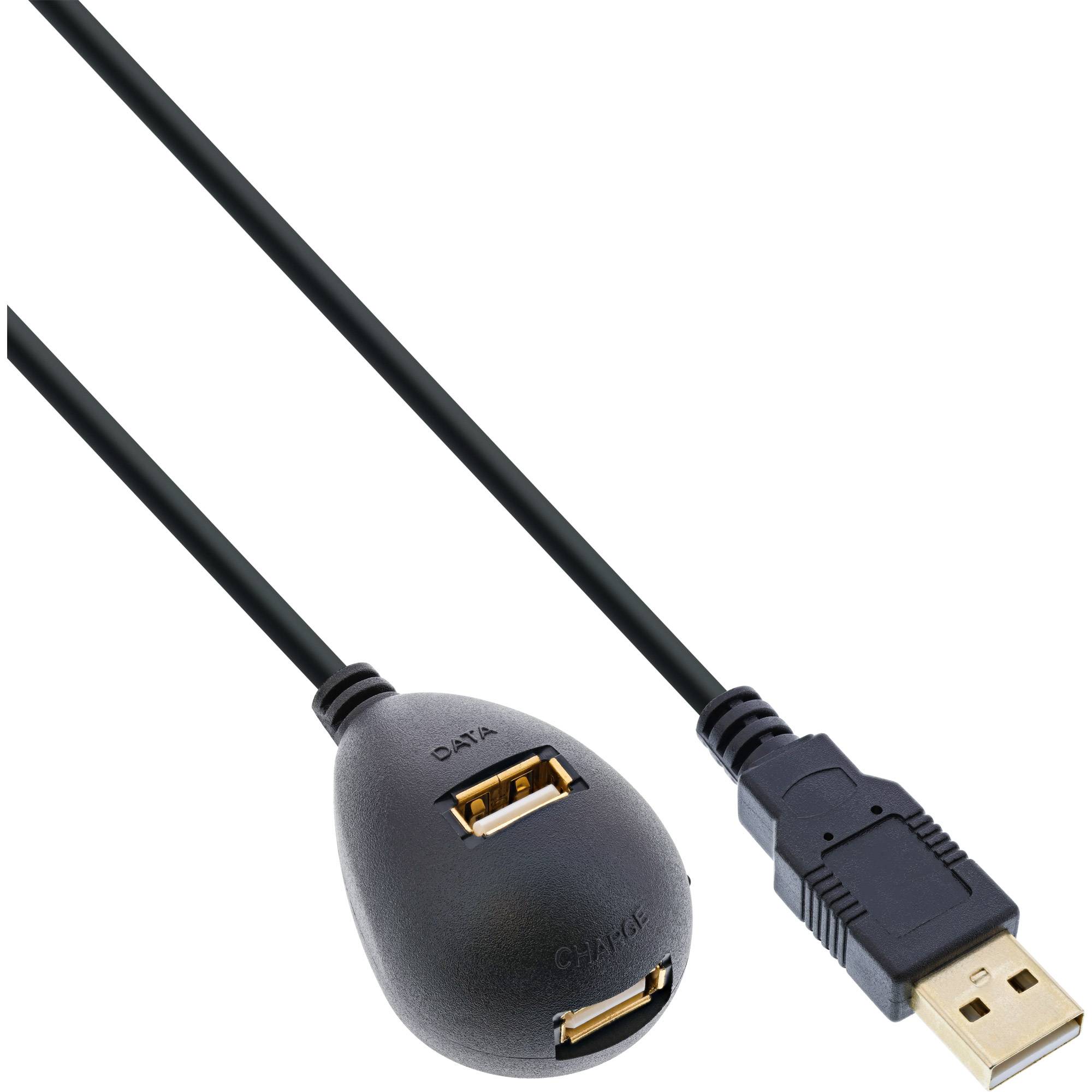 InLine® USB 2.0 Verlängerung, ST / BU, Typ A, schwarz, mit Standfuss, 2m-0