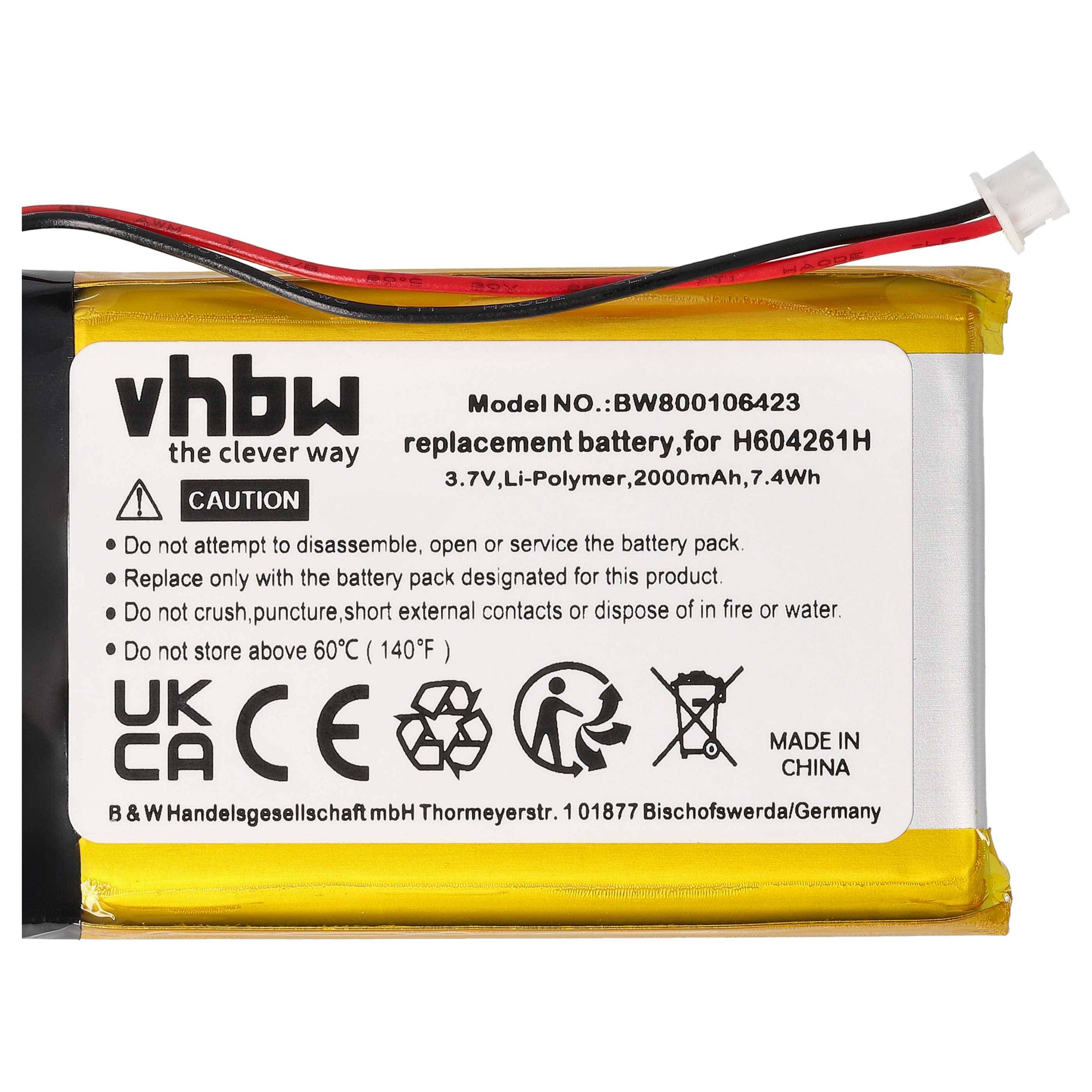 vhbw Akku kompatibel mit Bushnell Yardage Pro XGC Plus | GPS Navigation Navi (2000 mAh, 3,7 V, Li-Polymer)-4