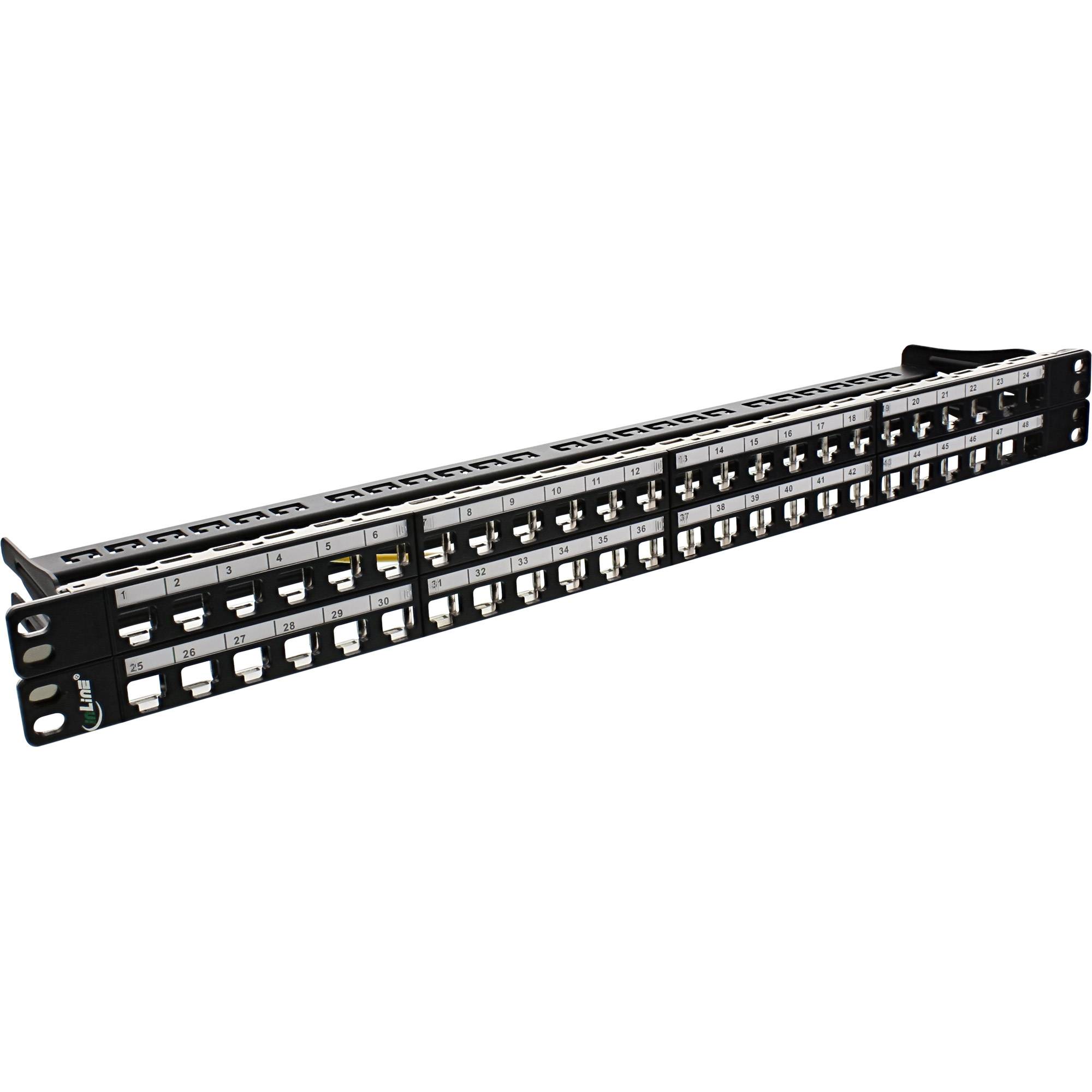 InLine® Patchfeld Leerblech 48-fach, für RJ45 Keystone Snap-In 19"/1HE, schwarz-0