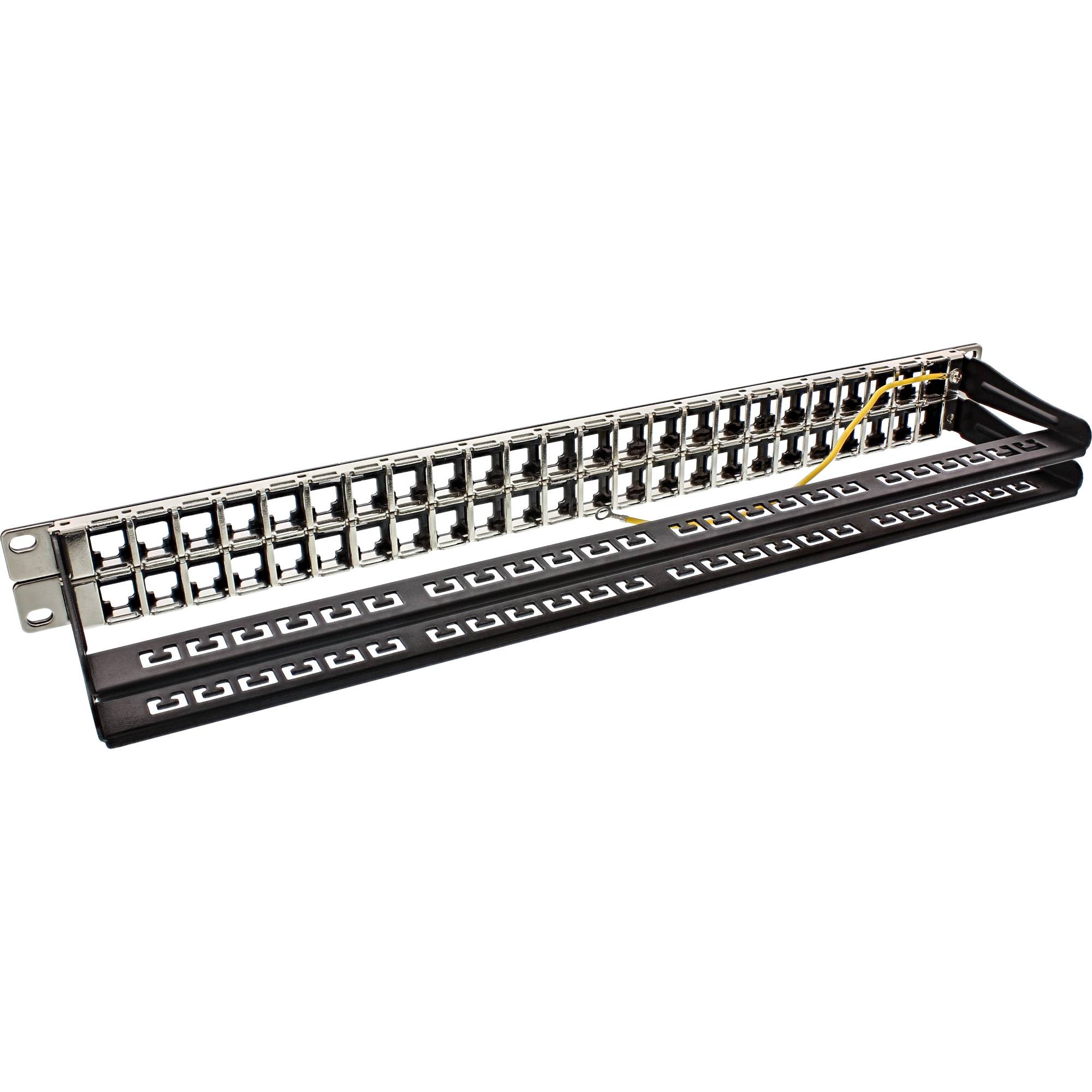 InLine® Patchfeld Leerblech 48-fach, für RJ45 Keystone Snap-In 19"/1HE, schwarz-1
