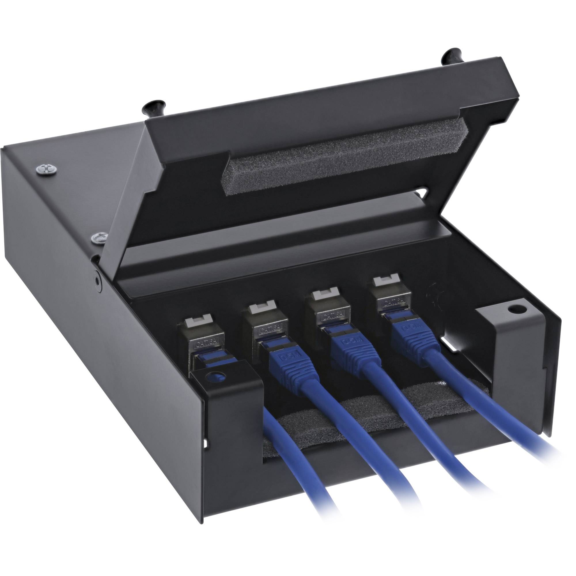 InLine® Anschlussdose Aufputz für 4x Keystone RJ45 Buchse, Metall, schwarz-3