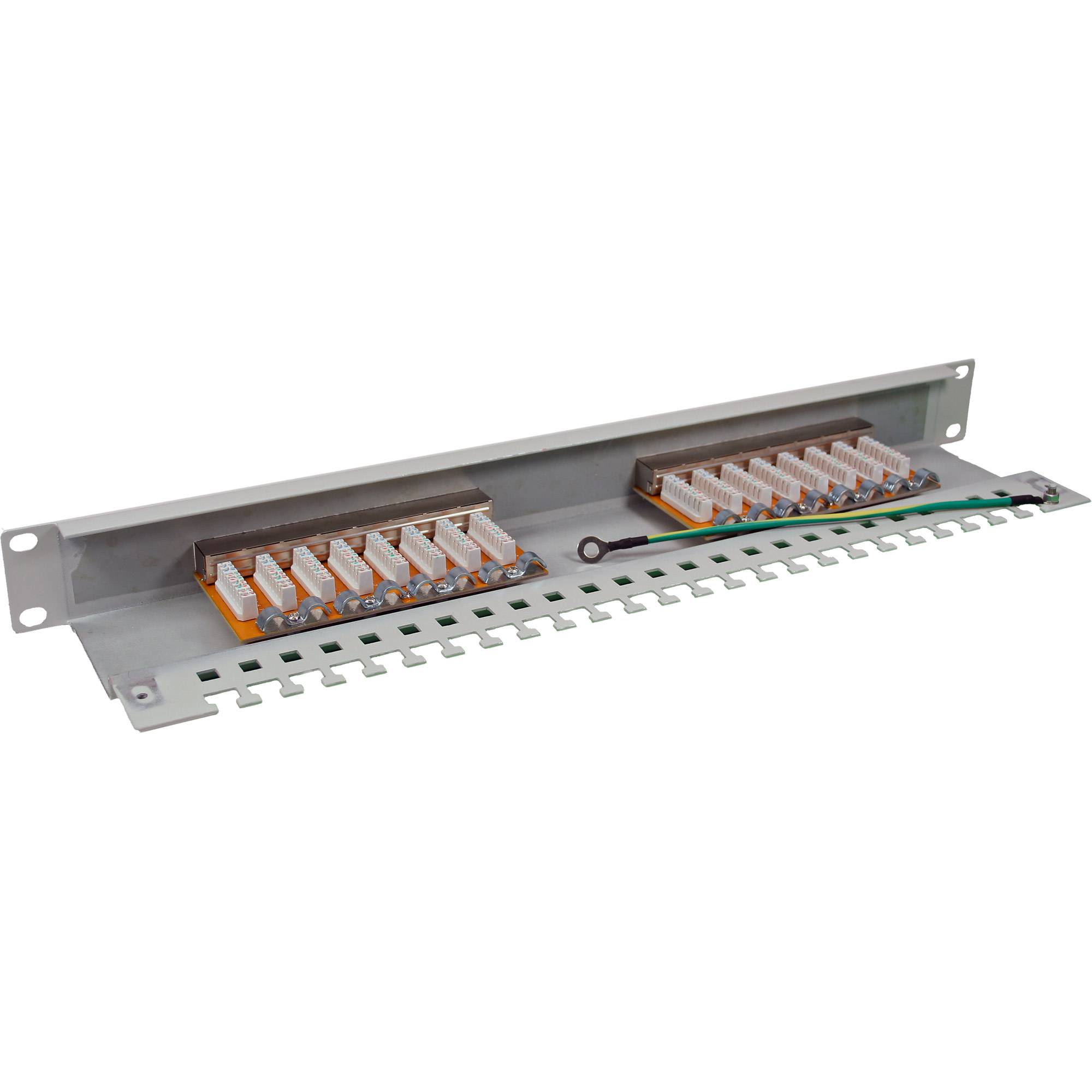 InLine® Patchfeld Cat.6, 16-fach, 48,26cm (19"), 1HE, lichtgrau, RAL7035-1