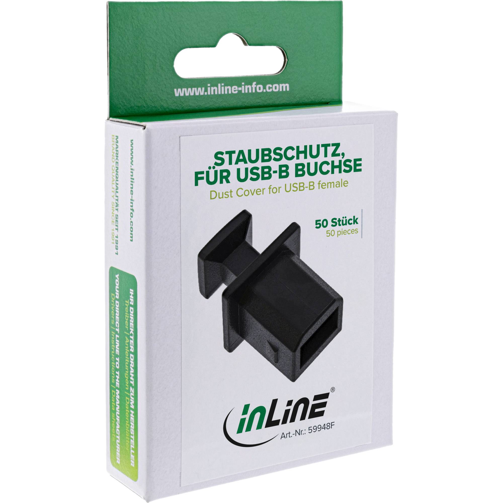 InLine® Staubschutz für USB-B Buchse, 50 Stück, schwarz-1