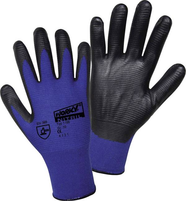Leipold Doehle 1165-9 Nylon Super Grip Nitrile Nylon Arbeitshandschuh Größe (Handschuhe): 9, L EN 388 CAT II 1 Paar