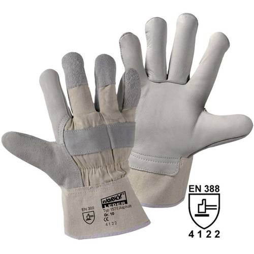 Thumbnail - Leipold Doehle Asphalt 1578 Rindnarbenleder Arbeitshandschuh Größe (Handschuhe): Universalgröße EN 388:2016 CAT II 1 Paa...