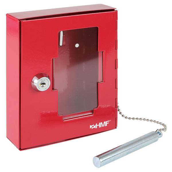 HMF 1021-03 Notschlüsselkasten mit Glasbruchhammer, 15 x 12 x 4 cm , RAL 3001 Signalrot