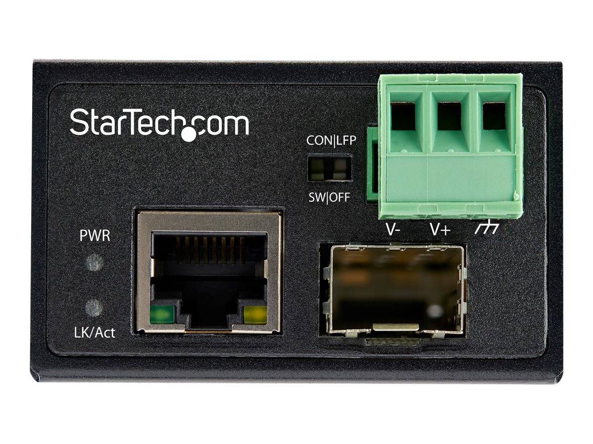 StarTech.com Industrial Media Converter - 100 Mbit/s Medienkonverter LWL Kupfer - Singlemode-/Multimode Glasfaser auf Ku-4
