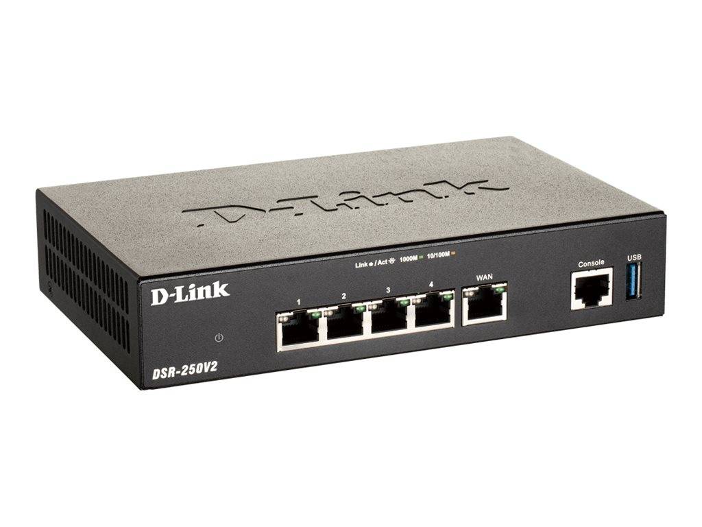 D-Link DSR-250V2 - - Router - 4-Port-Switch - 1GbE-1
