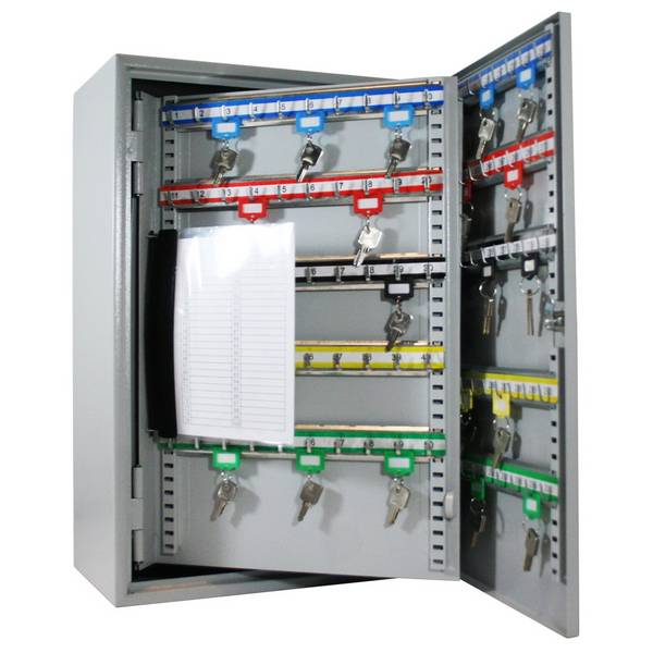 HMF Schlüsselschrank groß aus Stahl für Büro, Verwaltung oder Fuhrpark, 300 Schlüsselhaken, 55 x 38 x 20,5 cm, Lichtgrau