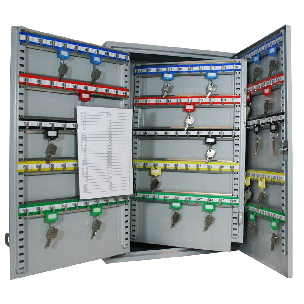 HMF Schlüsselschrank groß aus Stahl für Büro, Verwaltung oder Fuhrpark, 300 Schlüsselhaken, 55 x 38 x 20,5 cm, Lichtgrau-1