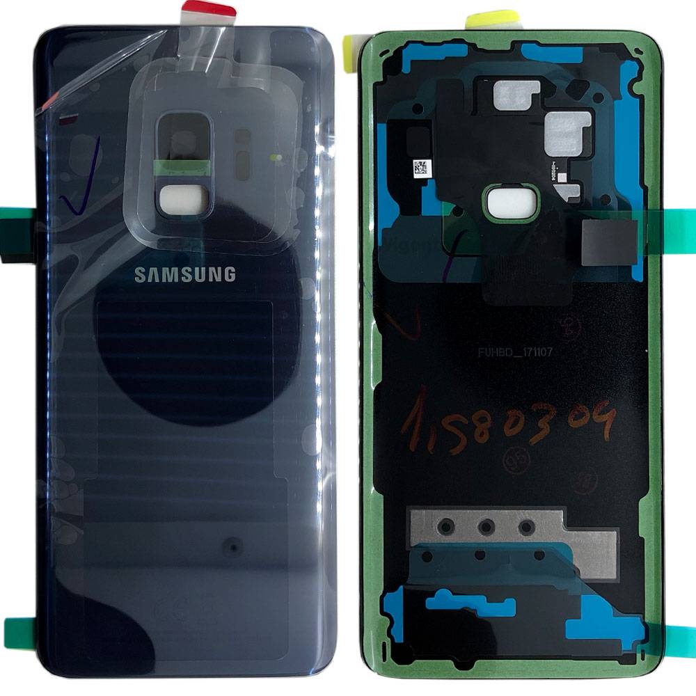 Samsung GH82-15865D Akkudeckel Deckel für Galaxy S9 G960F + Klebepad Blau Neu-0