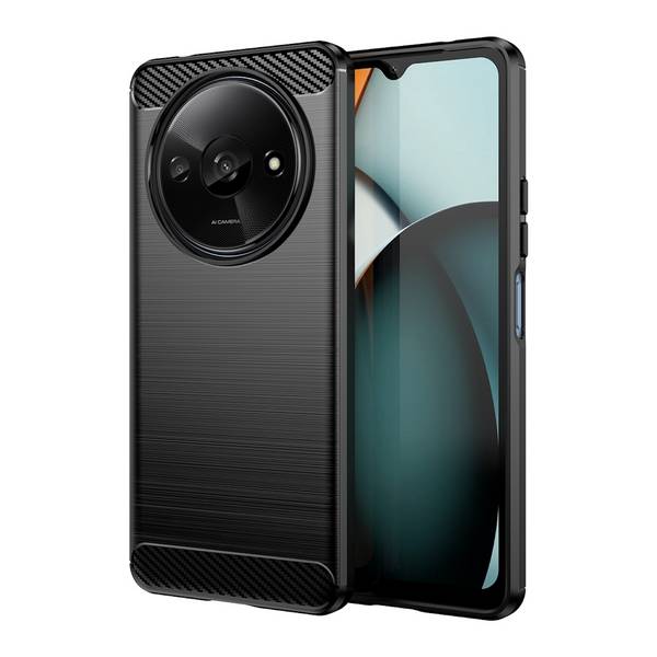 Für Xiaomi Redmi A3 Schockfeste Carbon Textur TPU Handy Tasche Case Schwarz