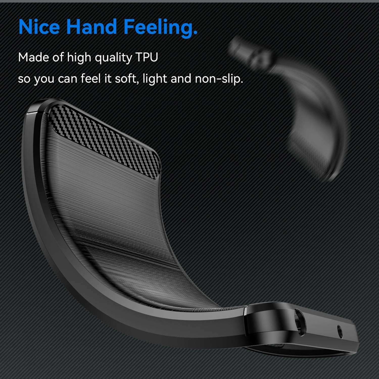 Für Xiaomi Redmi A3 Schockfeste Carbon Textur TPU Handy Tasche Case Schwarz-3