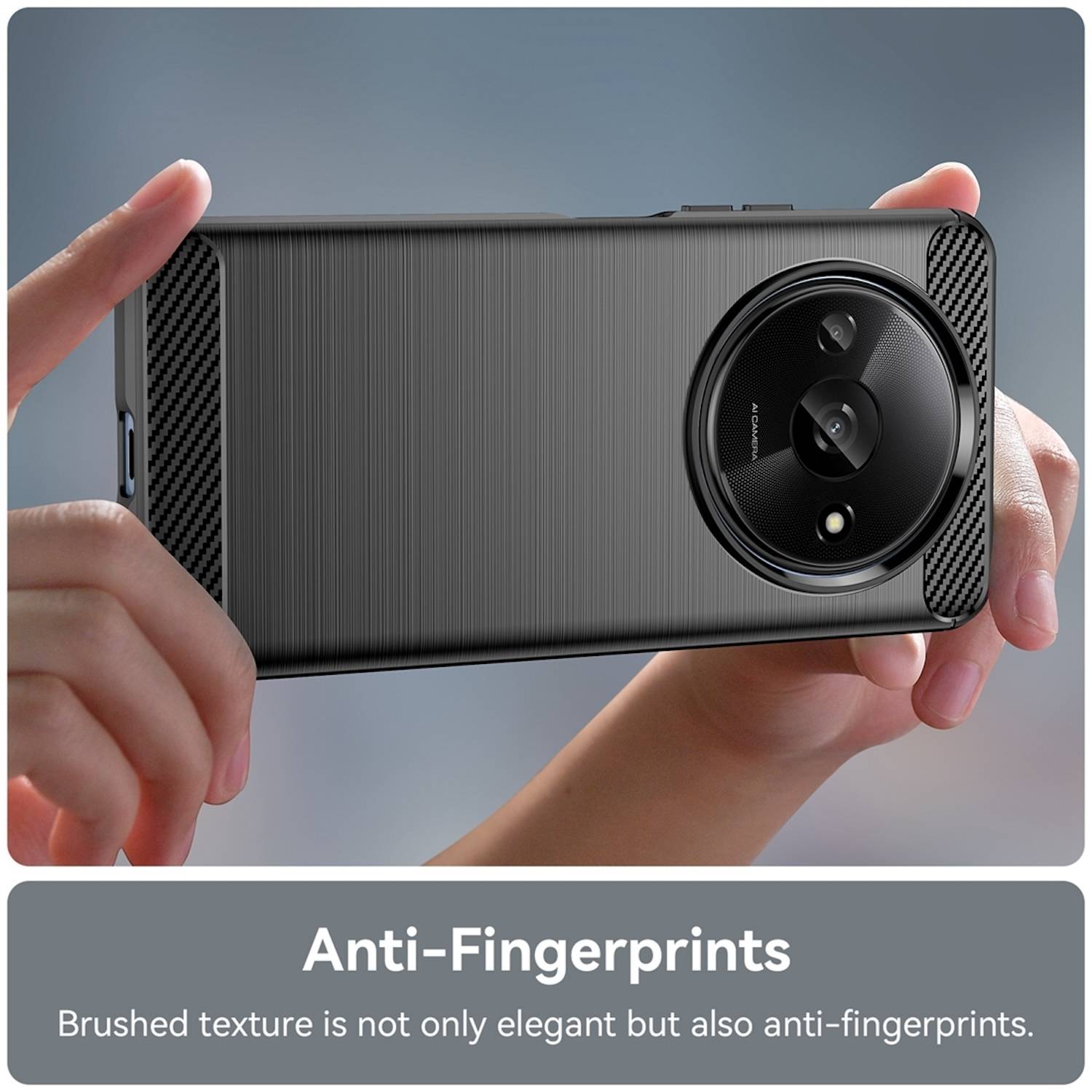 Für Xiaomi Redmi A3 Schockfeste Carbon Textur TPU Handy Tasche Case Schwarz-4