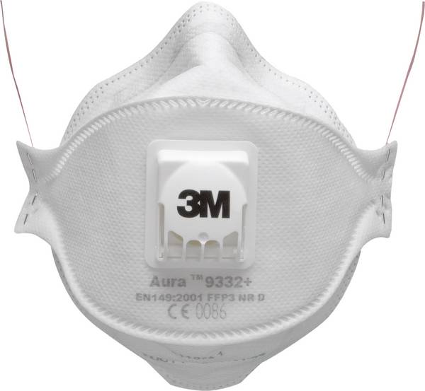 3M Aura™ 9332+ 7000088721 Feinstaubmaske mit Ventil FFP3 D 10 St. EN 149:2001, EN 149:2009 DIN 149:2001, DIN 149:2009