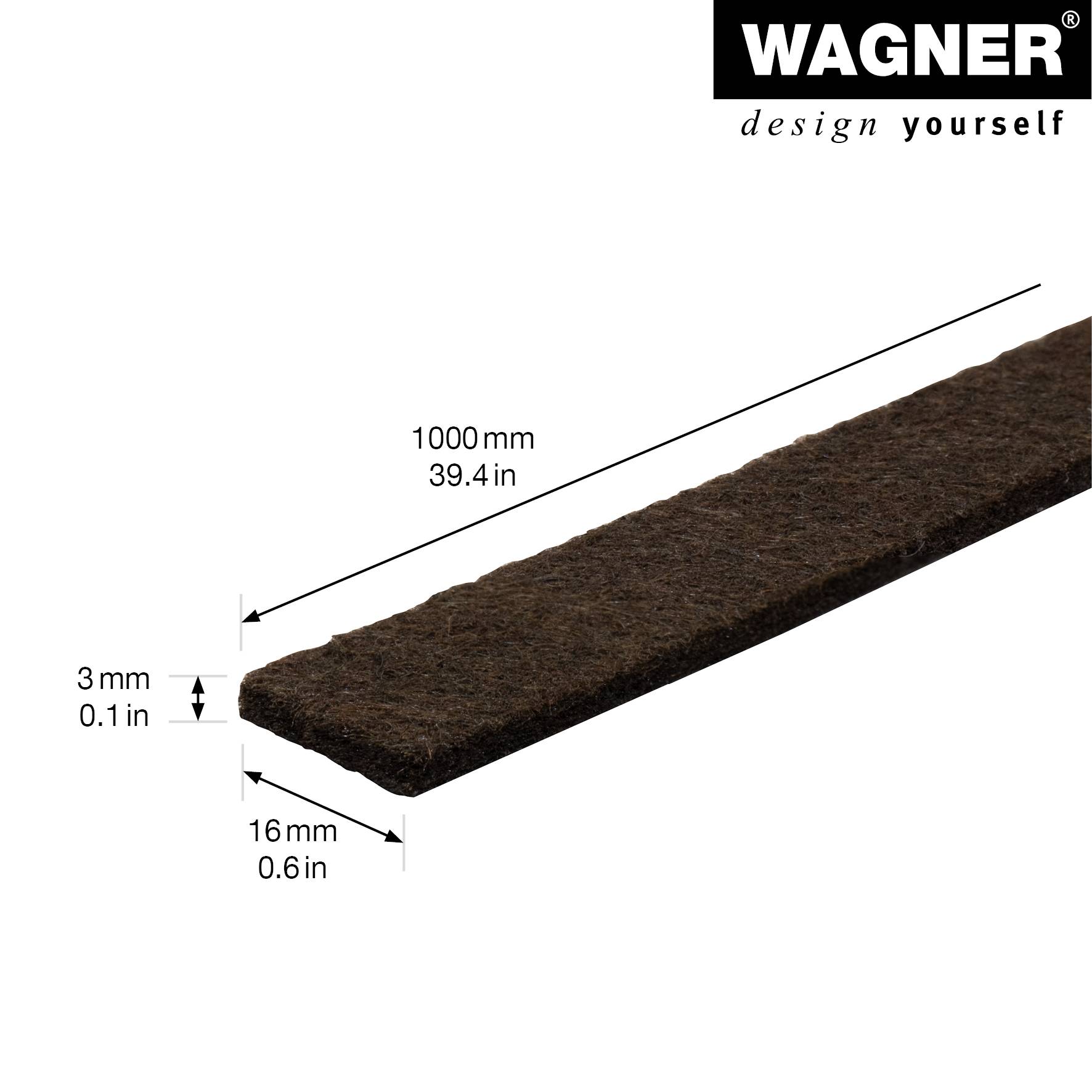 WAGNER Filzrolle 100 x 1,6 x 0,3 cm, selbstklebend , für Selbstzuschnitt, mit Gleitfunktion und Kratzschutz - 20079699-1
