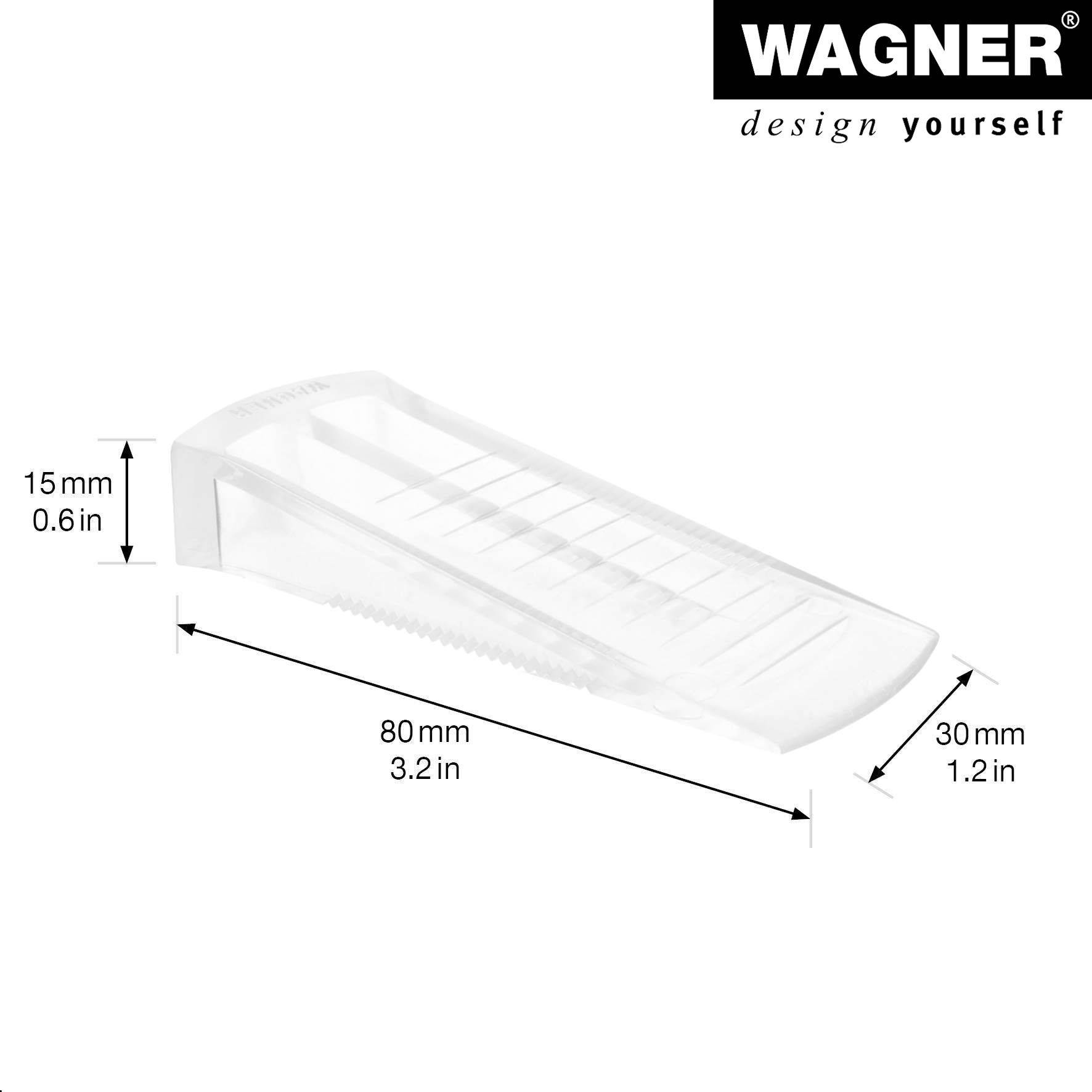 WAGNER Türkeil STANDARD CLEAR - 80 x 30 x 15 mm, Kunststoff transparent, zum Unterschieben, schützt Tür&Wand - 15690601-1