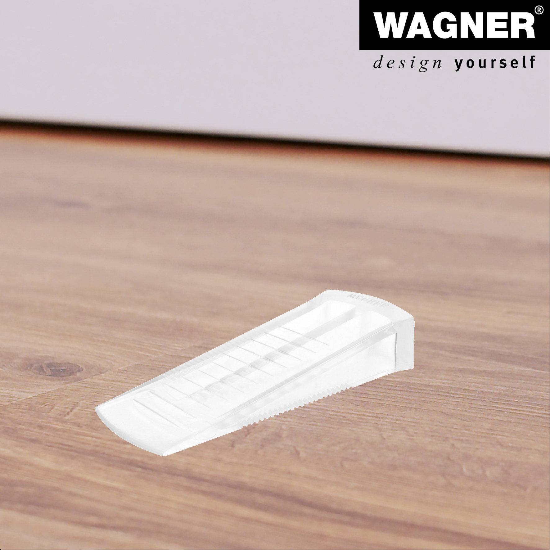 WAGNER Türkeil STANDARD CLEAR - 80 x 30 x 15 mm, Kunststoff transparent, zum Unterschieben, schützt Tür&Wand - 15690601-3