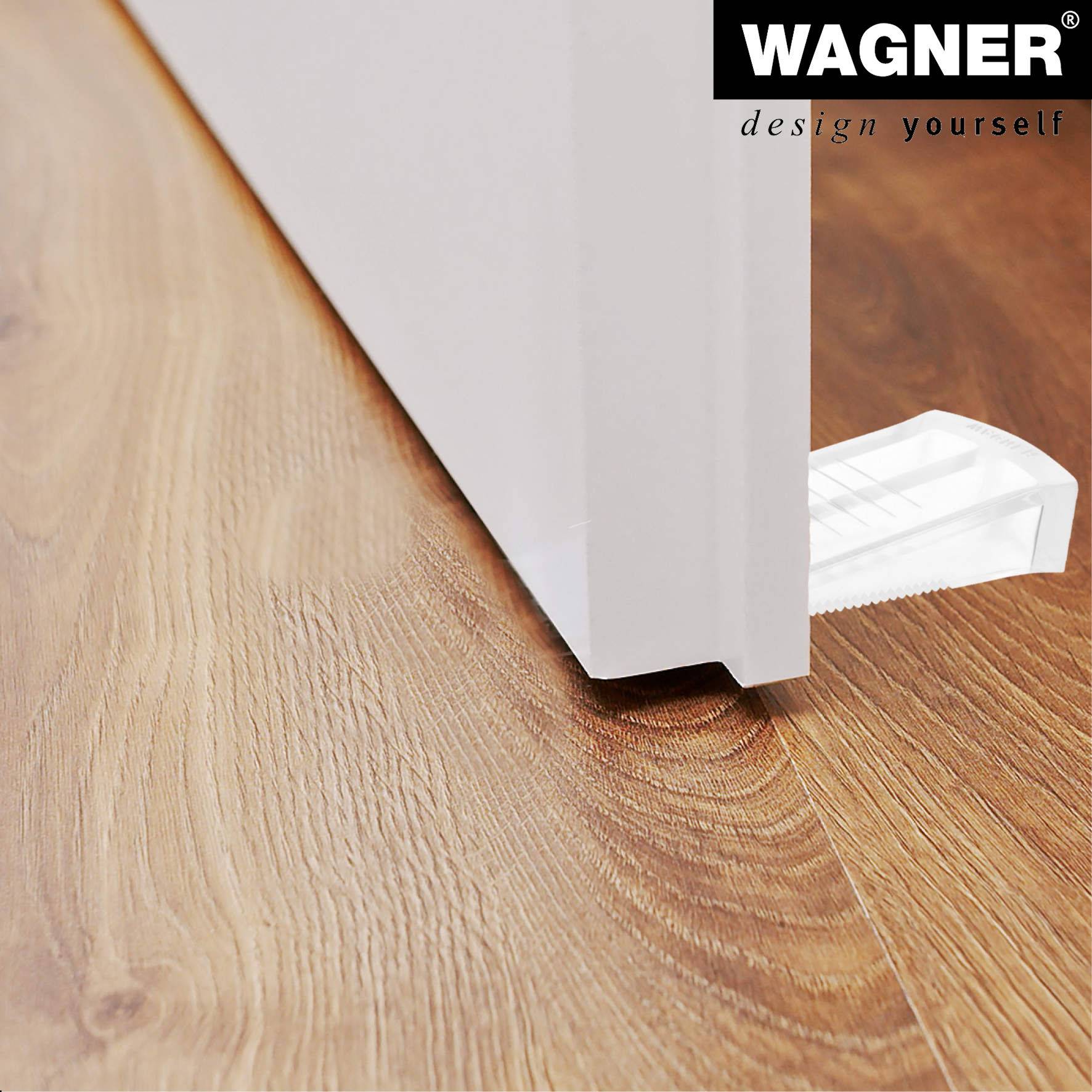 WAGNER Türkeil STANDARD CLEAR - 80 x 30 x 15 mm, Kunststoff transparent, zum Unterschieben, schützt Tür&Wand - 15690601-4