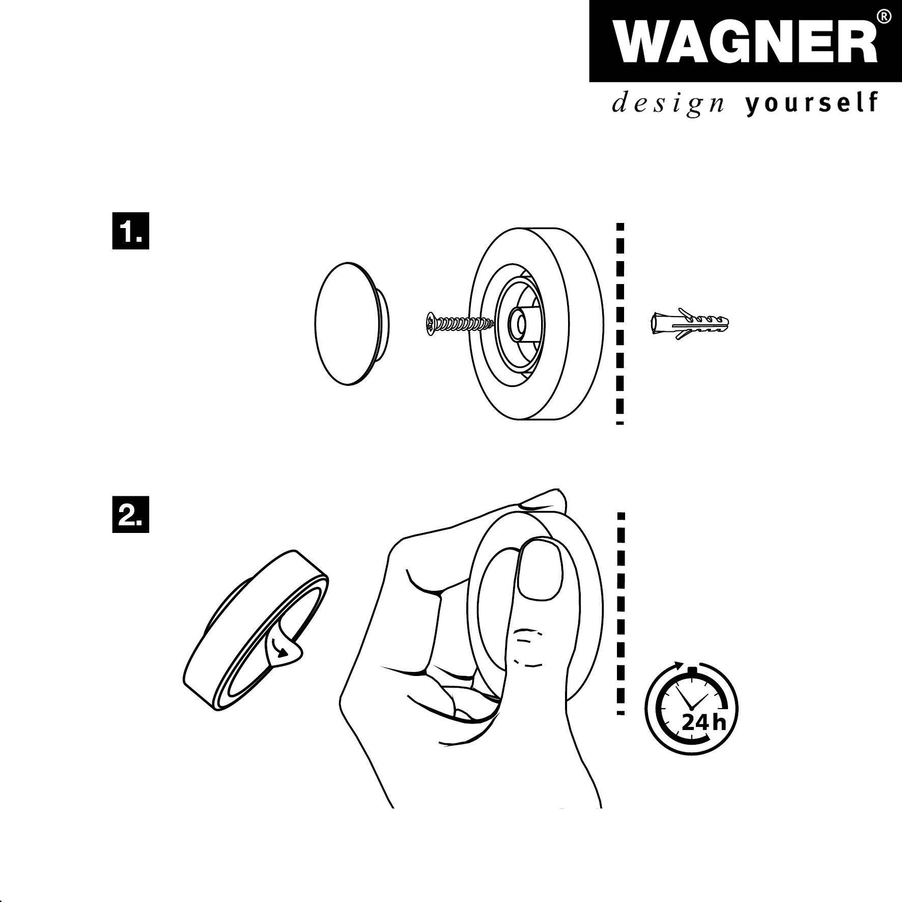 WAGNER Türstopper SCREW OR GLUE/Schrauben o. Kleben - Ø 40 x 10 mm, Metall schwarz Glanz, Kautschuk schwarz - 15517211-3