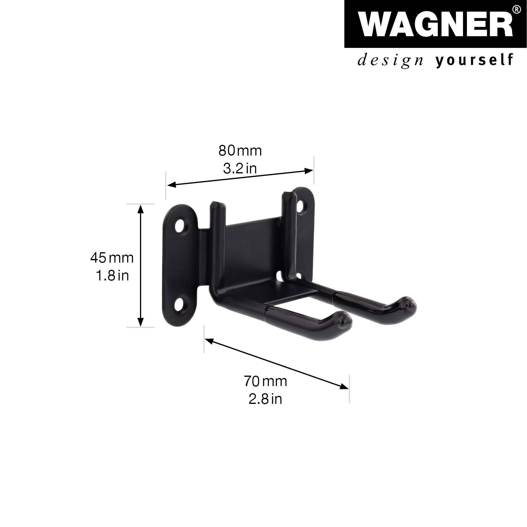 WAGNER hooks4tools Wandhaken DOUBLE MEDIUM - 70 x 80 x 45 mm, Stahl beschichtet schwarz - 15209201-1