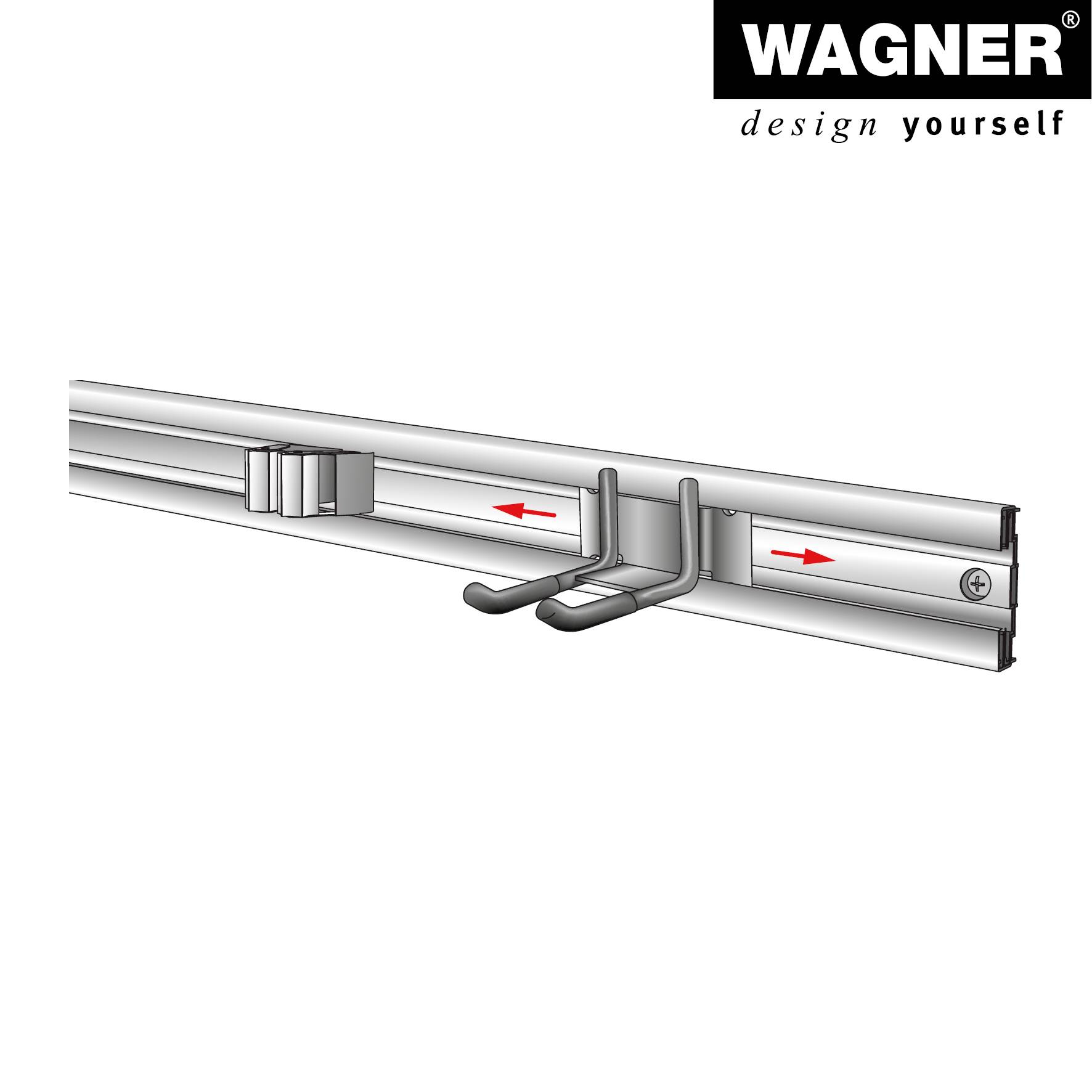 WAGNER hooks4tools Wandhaken DOUBLE MEDIUM - 70 x 80 x 45 mm, Stahl beschichtet schwarz - 15209201-3