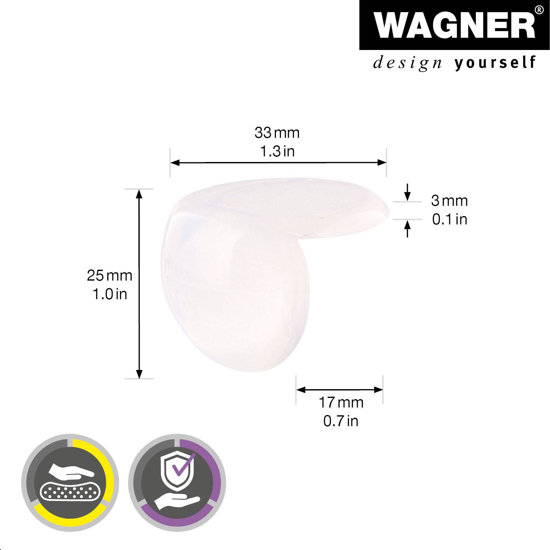 WAGNER Eckkantenschutz SAFE CORNER EXTRA 4tlg. Set - Ø 33 x 25 mm, Kantenschutz zum Aufkleben, transparent - 15223599-1