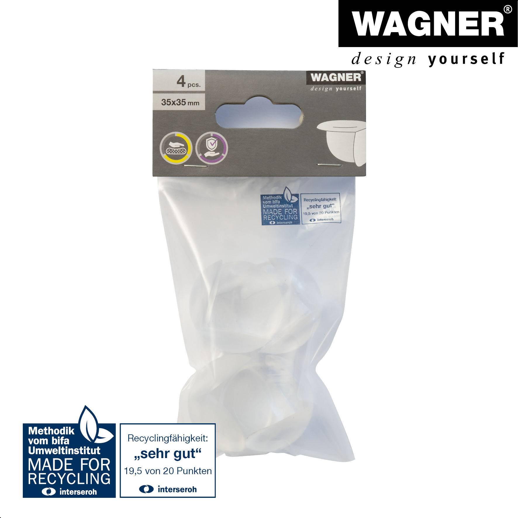 WAGNER Eckkantenschutz SAFE CORNER EXTRA 4tlg. Set - Ø 33 x 25 mm, Kantenschutz zum Aufkleben, transparent - 15223599-3