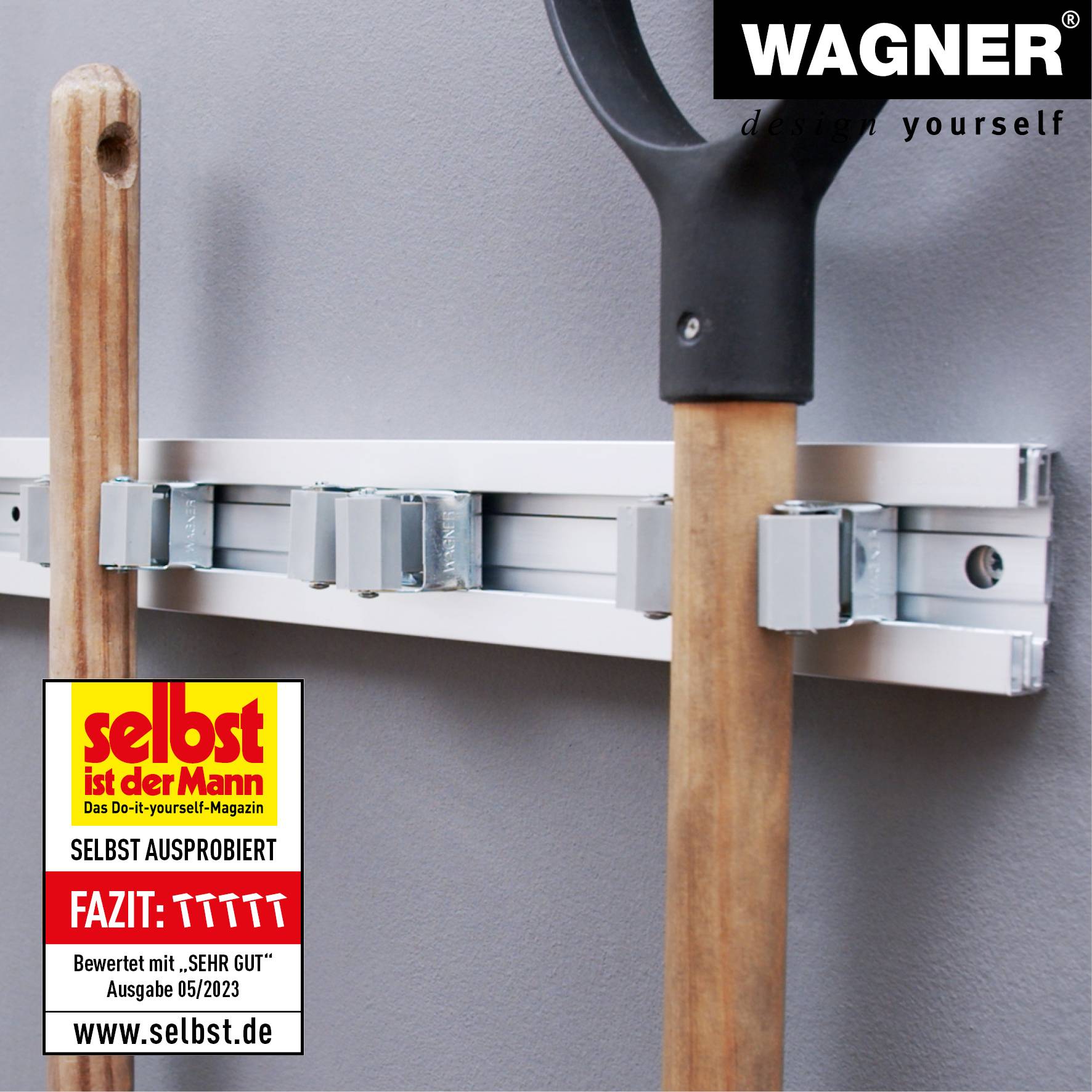 WAGNER hooks4tools Wandhaken DOUBLE BIG - 125 x 80 x 45 mm, Stahl beschichtet schwarz - 15209301-2