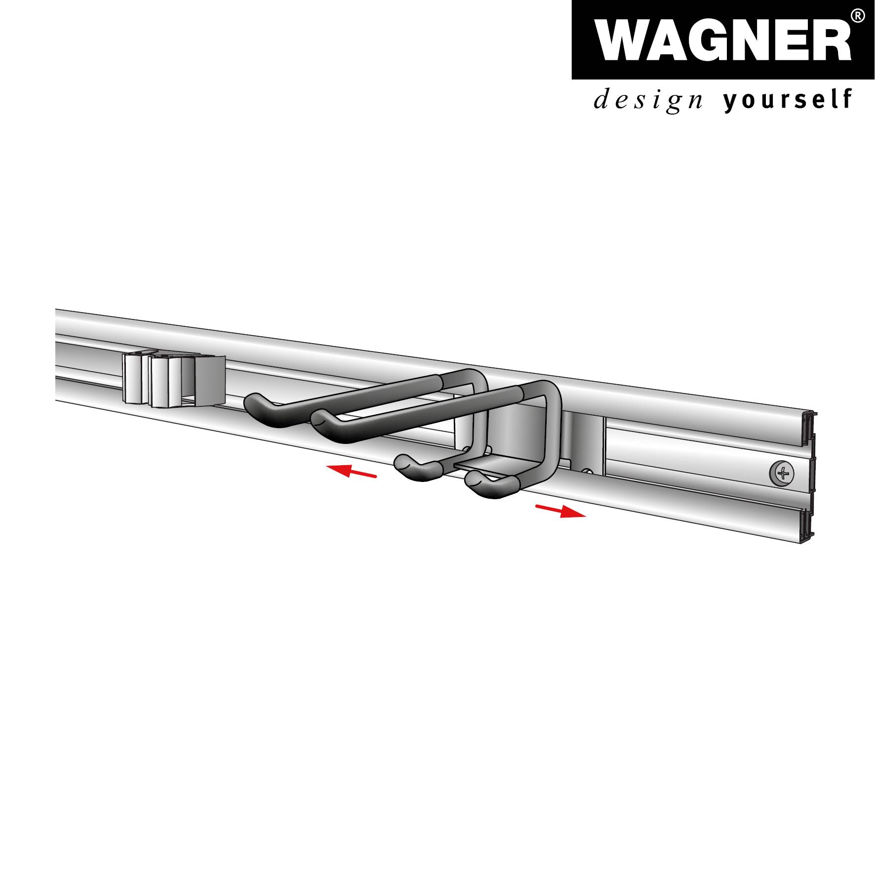 WAGNER hooks4tools Wandhaken DOUBLE BIG - 125 x 80 x 45 mm, Stahl beschichtet schwarz - 15209301-3